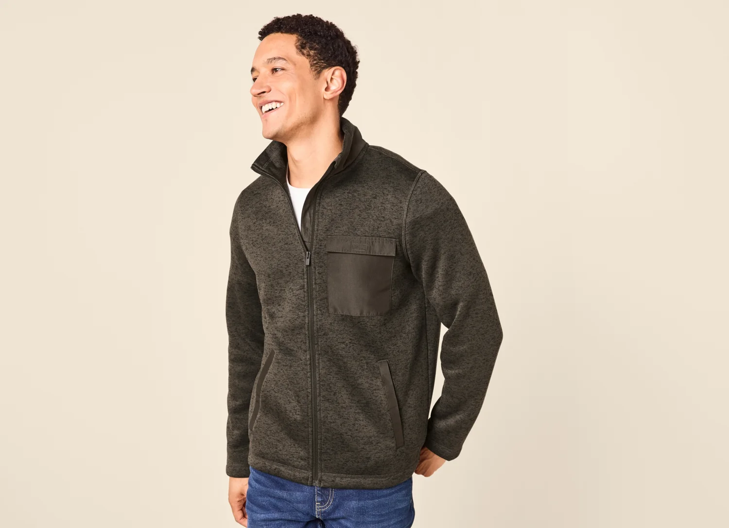 ESMARA MEN Herren Jacke Strickfleece (Braun, XL (56/58)) – Bild 2 von 3
