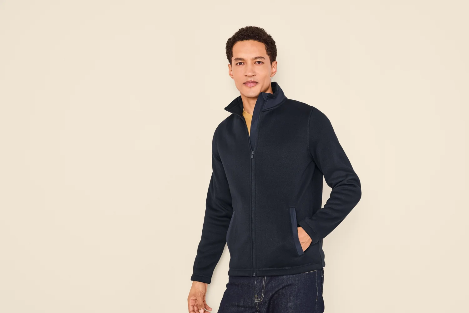 ESMARA MEN Herren Jacke Strickfleece (Navy, S (44/46)) – Bild 2 von 4