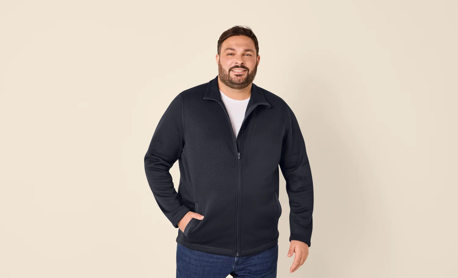 ESMARA MEN Herren Jacke Strickfleece (Navy, 3XL (64/66)) – Bild 2 von 3