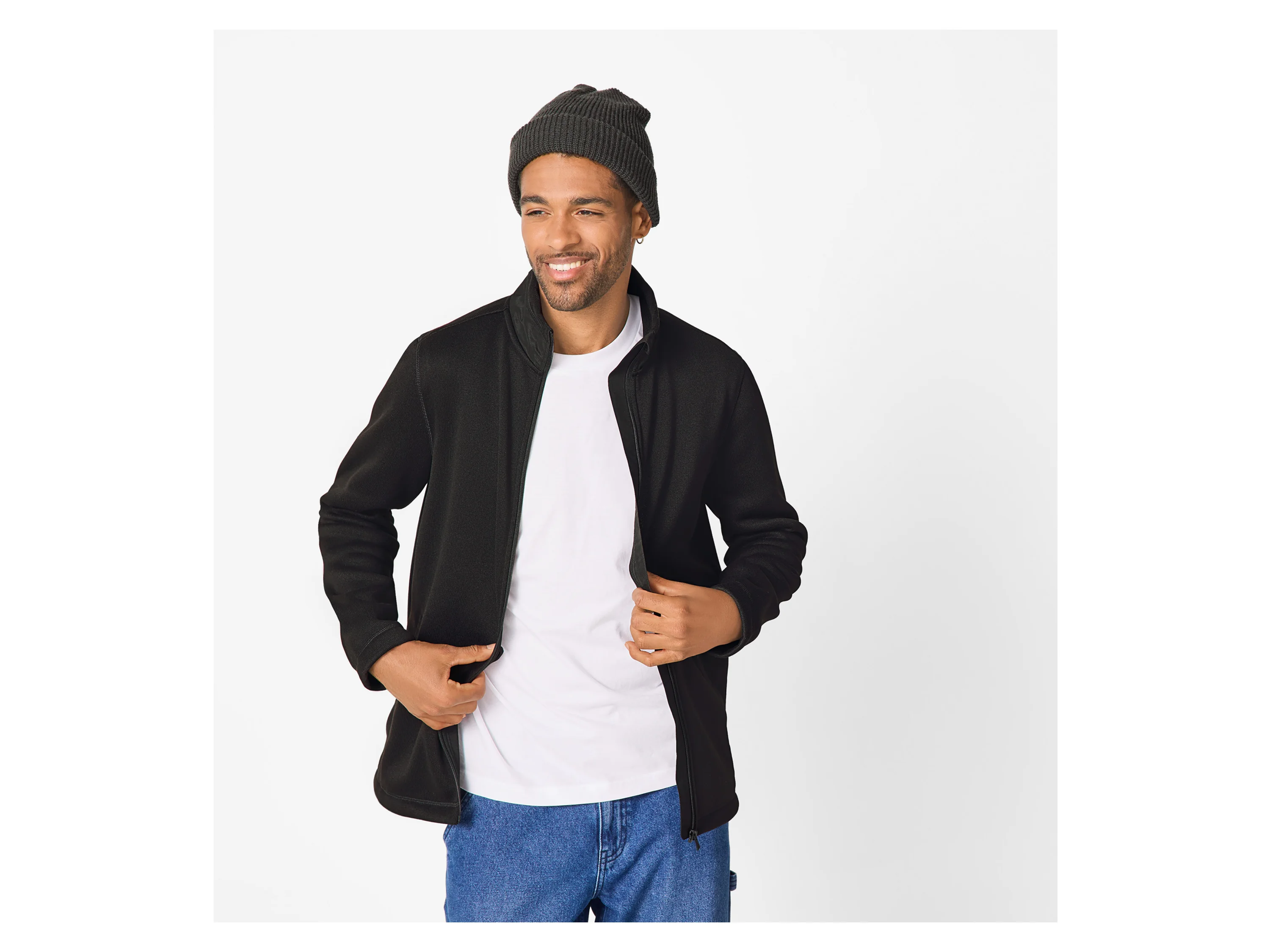 ESMARA MEN Herren Jacke Strickfleece (Schwarz, XL(56/58)) – Bild 2 von 3