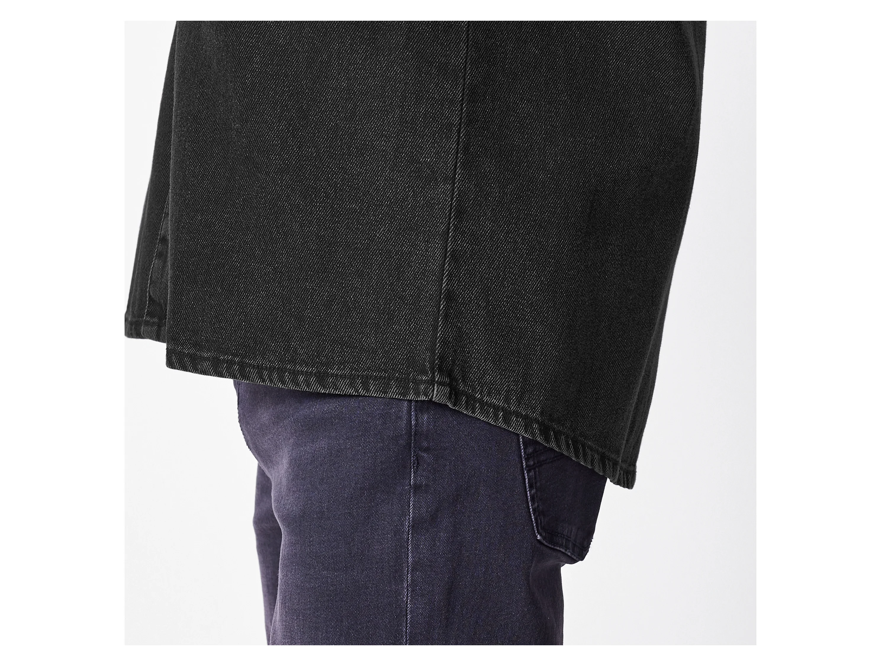 ESMARA MEN Herren Jeanshemd, mit verlängerter Rückseite (Schwarz, XL(43/44)) – Bild 4 von 4