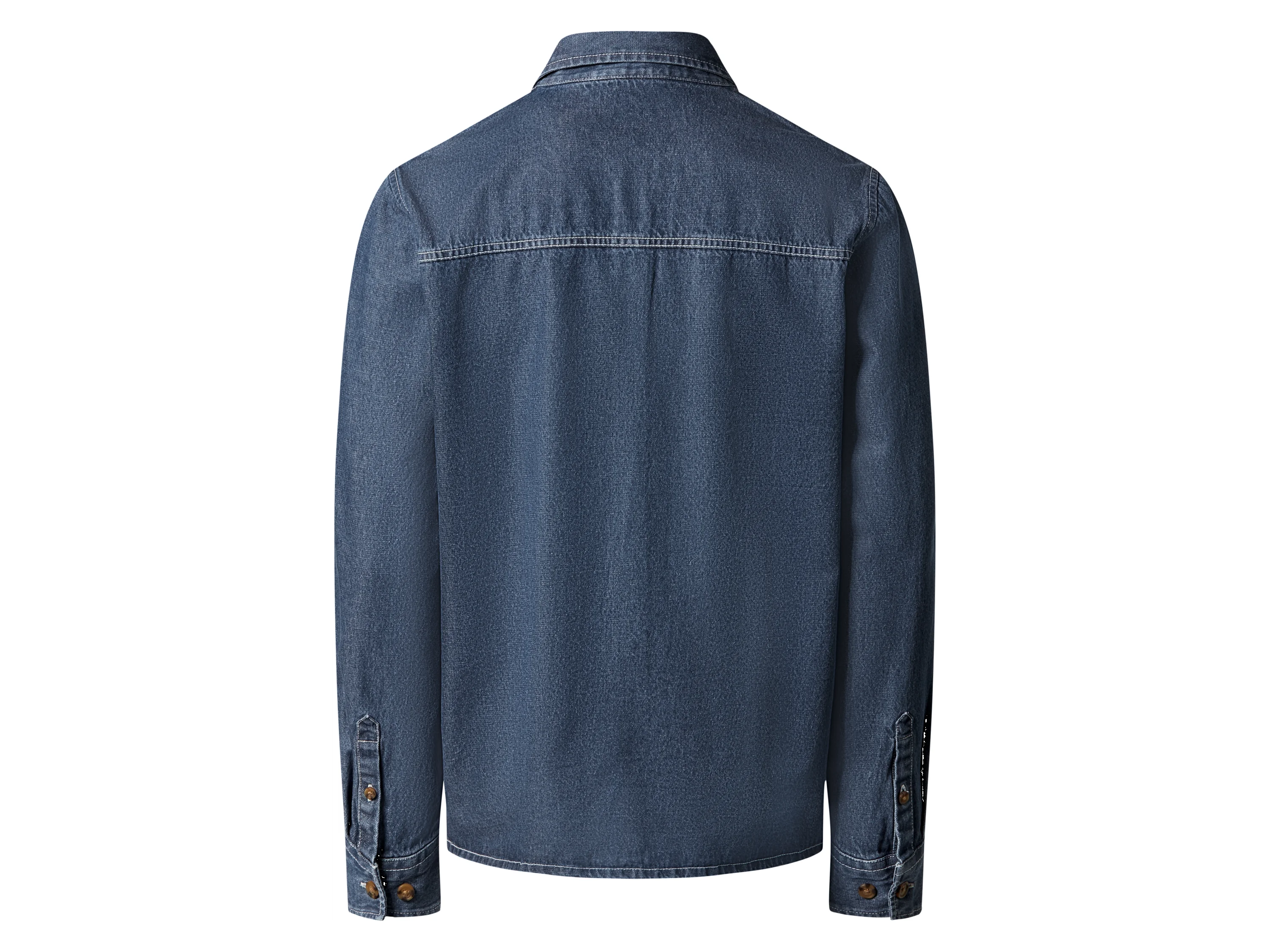 ESMARA MEN Herren Jeanshemd, mit verlängerter Rückseite (Blau, XL(43/44)) – Bild 3 von 4