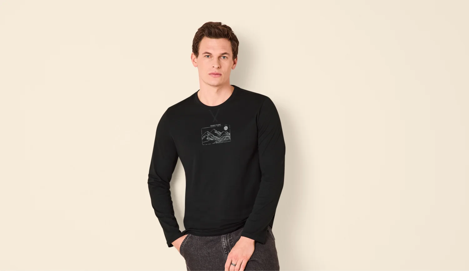 ESMARA MEN Herren Langarmshirt (Schwarz, L (52/54)) – Bild 3 von 4