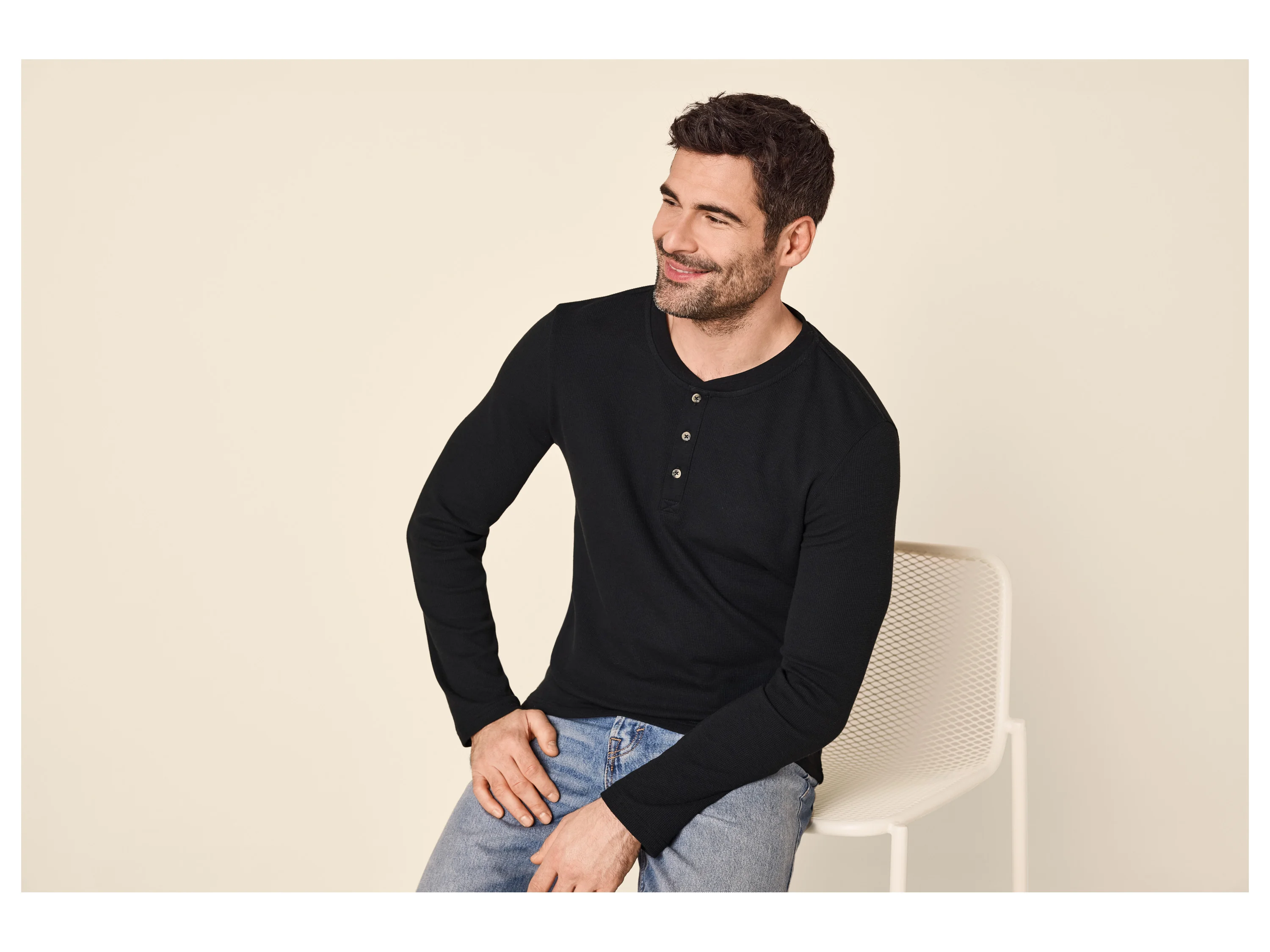ESMARA MEN Herren Langarmshirt (Schwarz, M (48/50)) – Bild 2 von 3