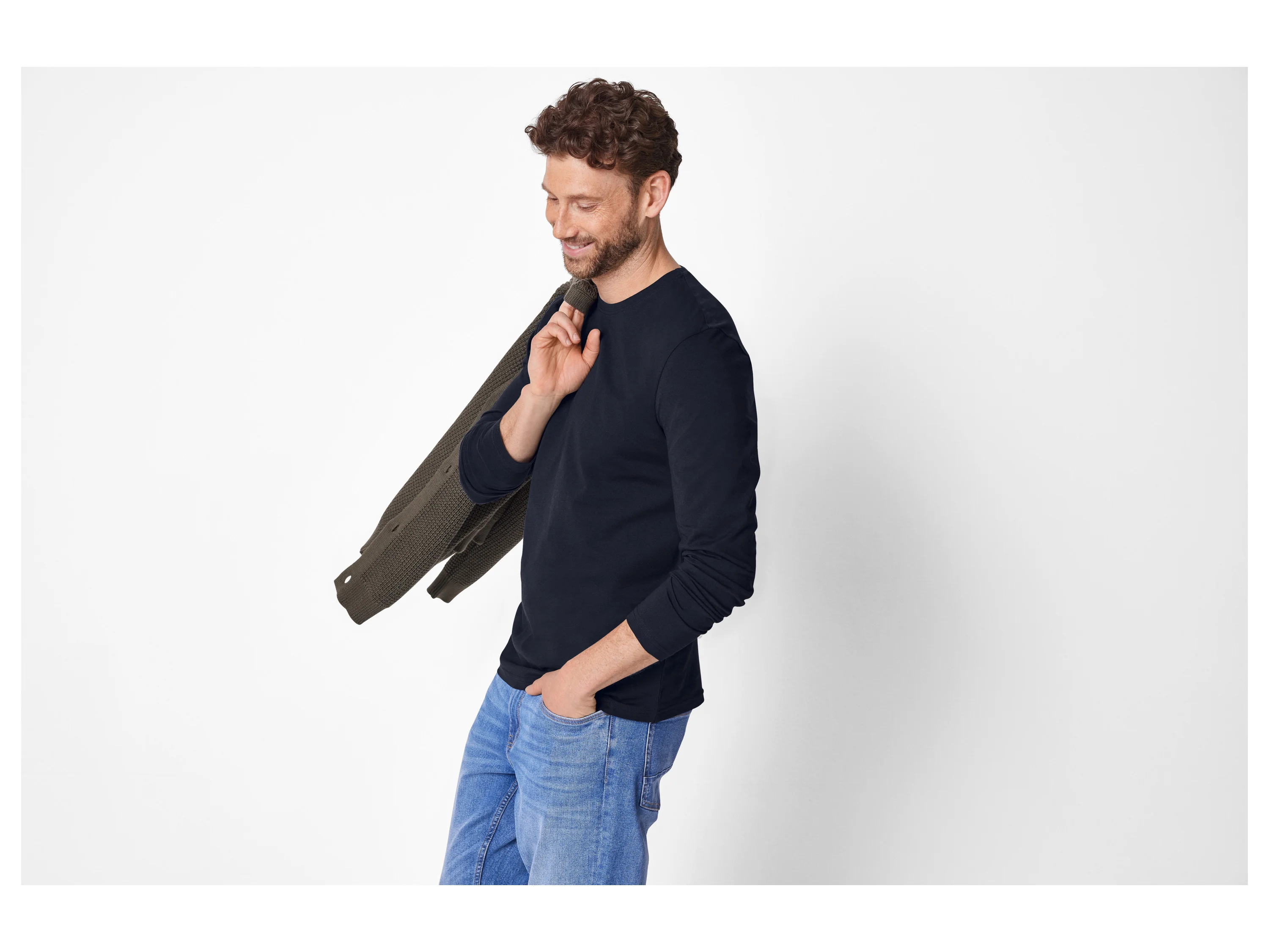 ESMARA MEN Herren Langarmshirts, 2 Stück (navy/schwarz, XXL (60/62)) – Bild 3 von 4