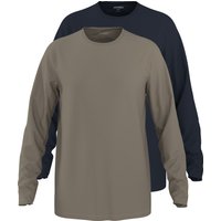 ESMARA MEN Herren Langarmshirts, 2 Stück (navy/braun, L(52/54))