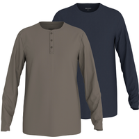 ESMARA MEN Herren Langarmshirts, 2 Stück (navy/braun, L (52/54))