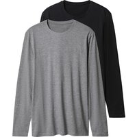 ESMARA MEN Herren Langarmshirts, 2 Stück (schwarz/grau, XXL (60/62))