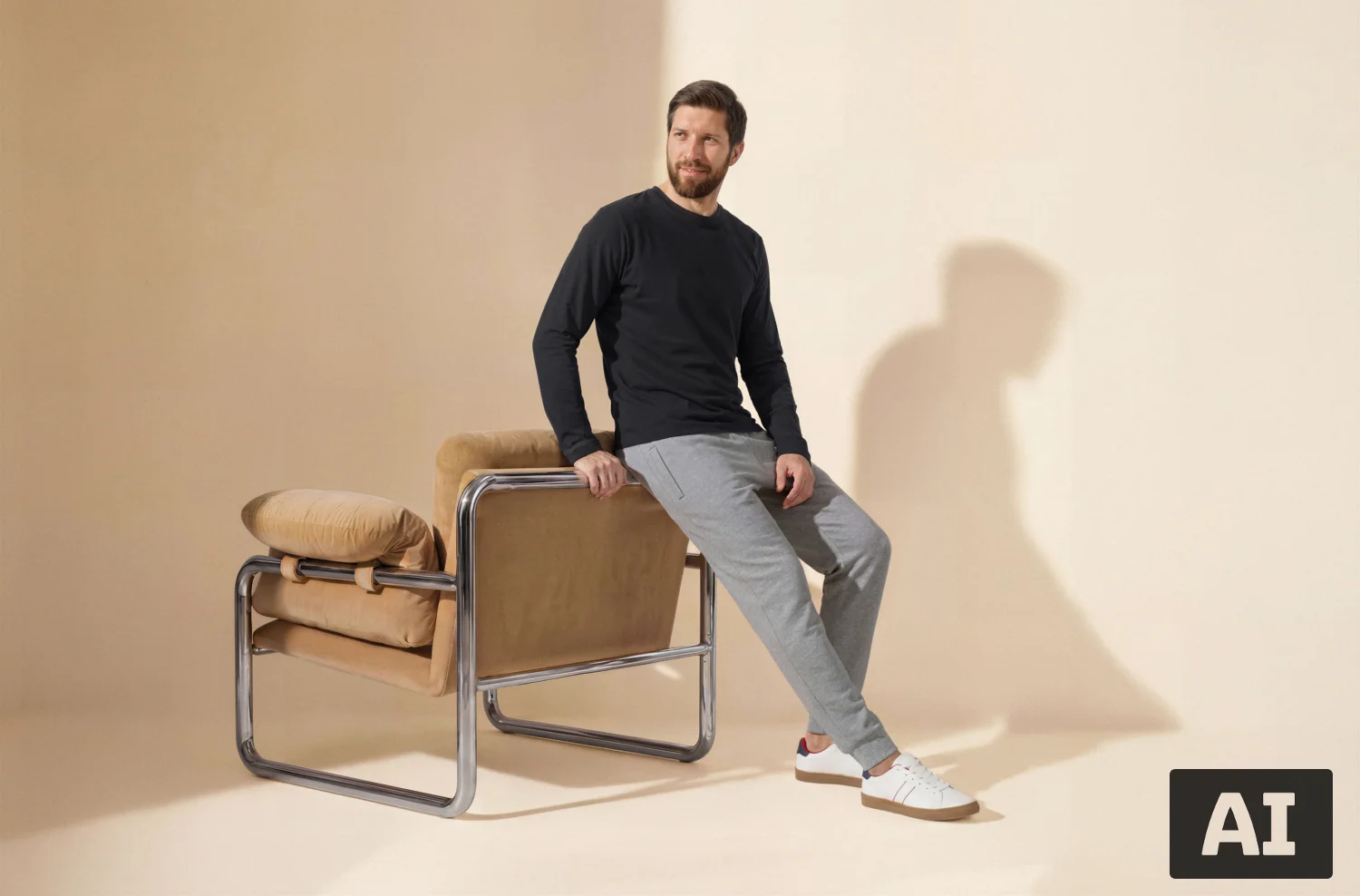 ESMARA MEN Herren Langarmshirts, 2 Stück (Schwarz/Grau, L (52/54)) – Bild 2 von 4