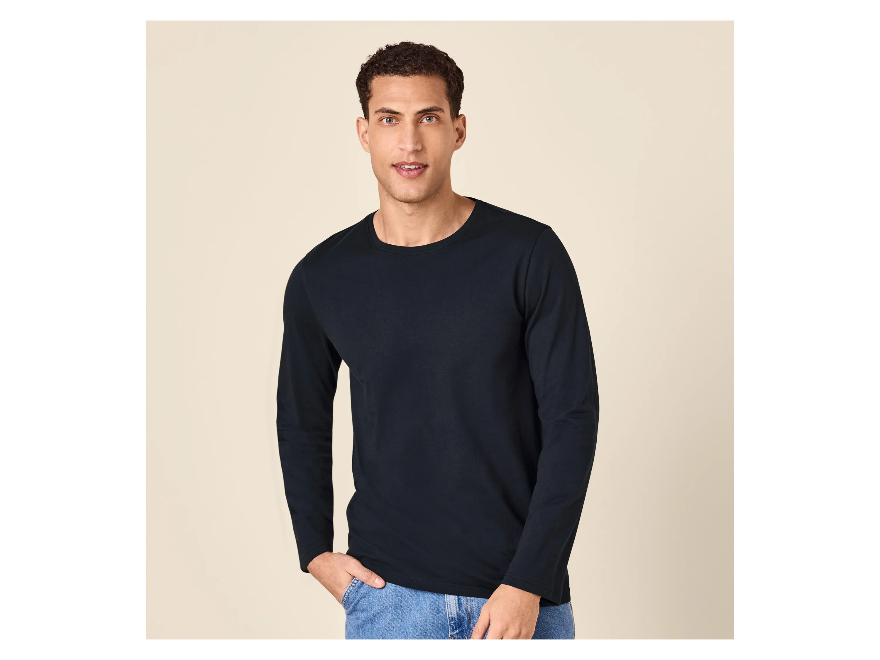 ESMARA MEN Herren Langarmshirts, 2 Stück (navy/braun, XL(56/58)) – Bild 2 von 4