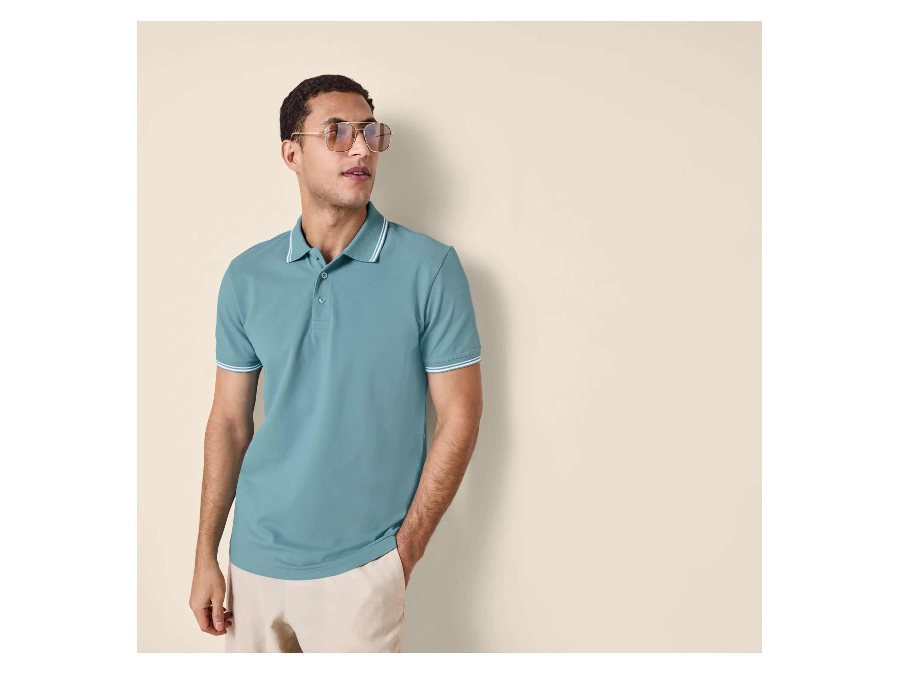 ESMARA MEN Herren Pikee Poloshirt (Blau, M (48/50)) – Bild 2 von 4