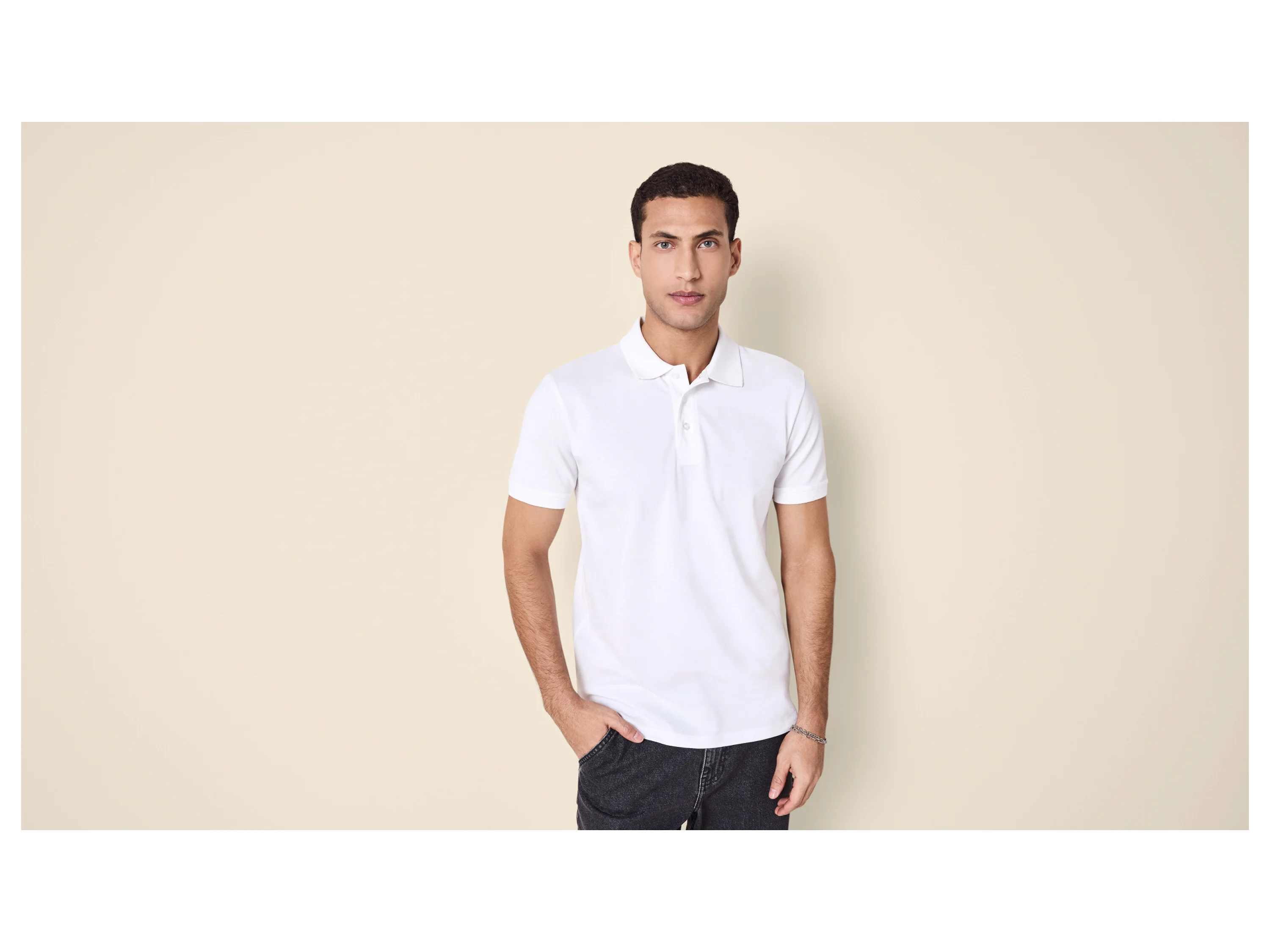 ESMARA MEN Herren Pikee Poloshirt (Weiß, L (52/54)) – Bild 2 von 4