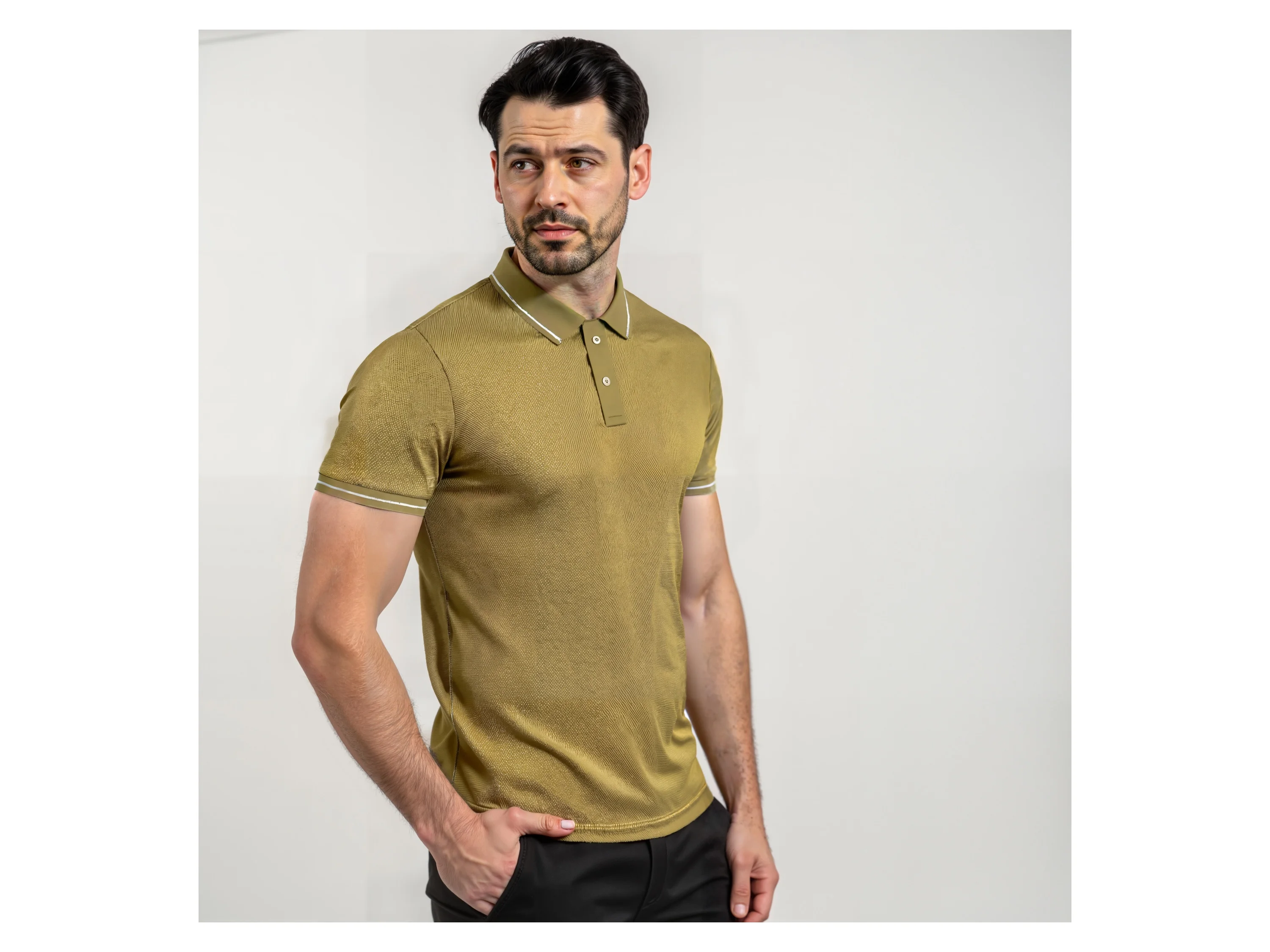 ESMARA MEN Herren Piqué Poloshirt (Olive, L (52/54)) – Bild 2 von 4