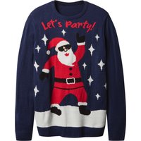 ESMARA MEN Herren Premium-Weihnachtspullover mit LED-Effekt und Musik / Premium-Weihnachtspullover mit LED-Effekt (Navy, XL (56/58))