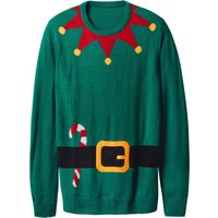ESMARA MEN Herren Premium-Weihnachtspullover mit LED-Effekt und Musik / Premium-Weihnachtspullover mit LED-Effekt (Grün, L (52/54))