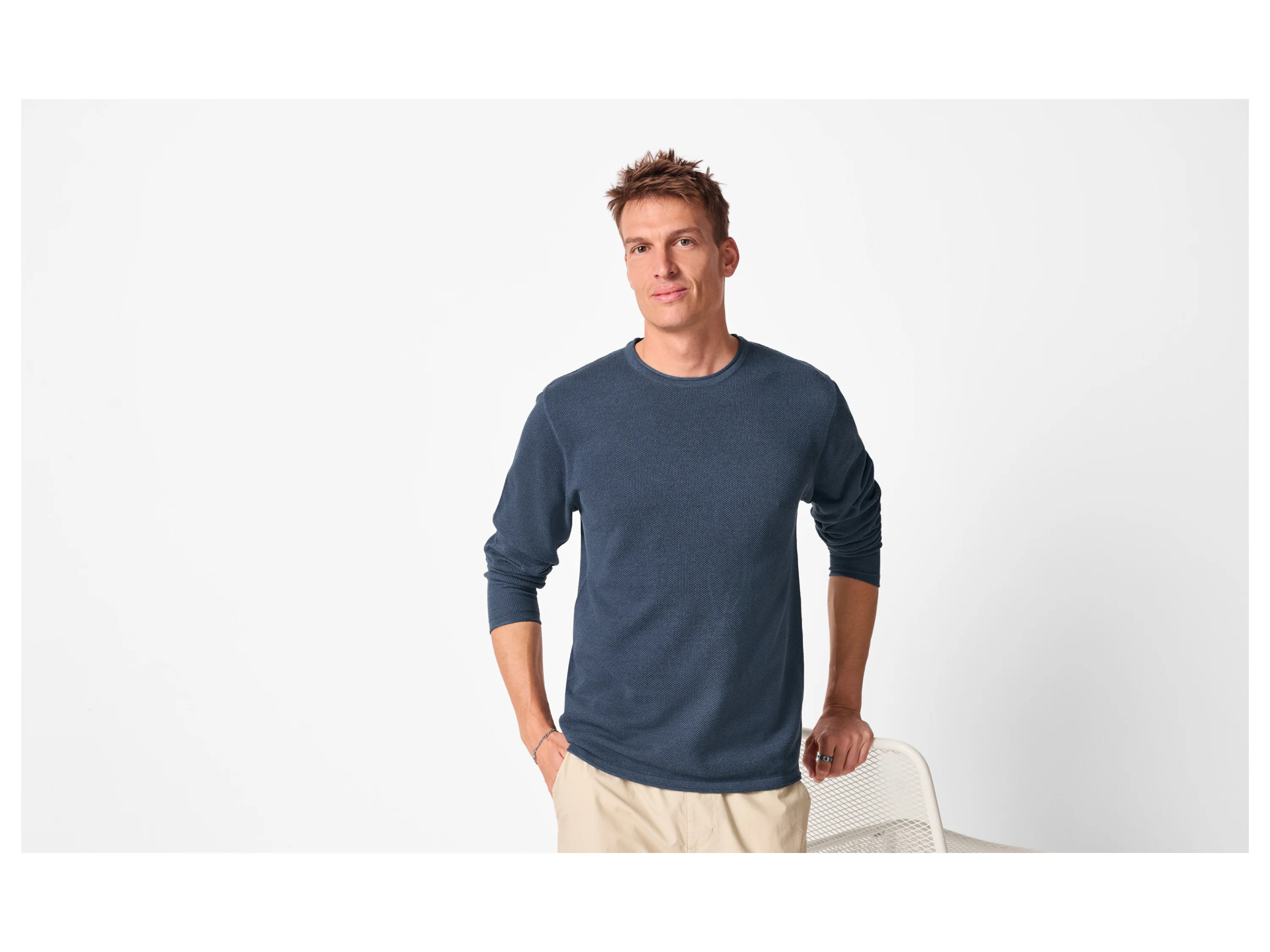 ESMARA MEN Herren Pullover Feinstrick (Blau, XL (56/58)) – Bild 2 von 3