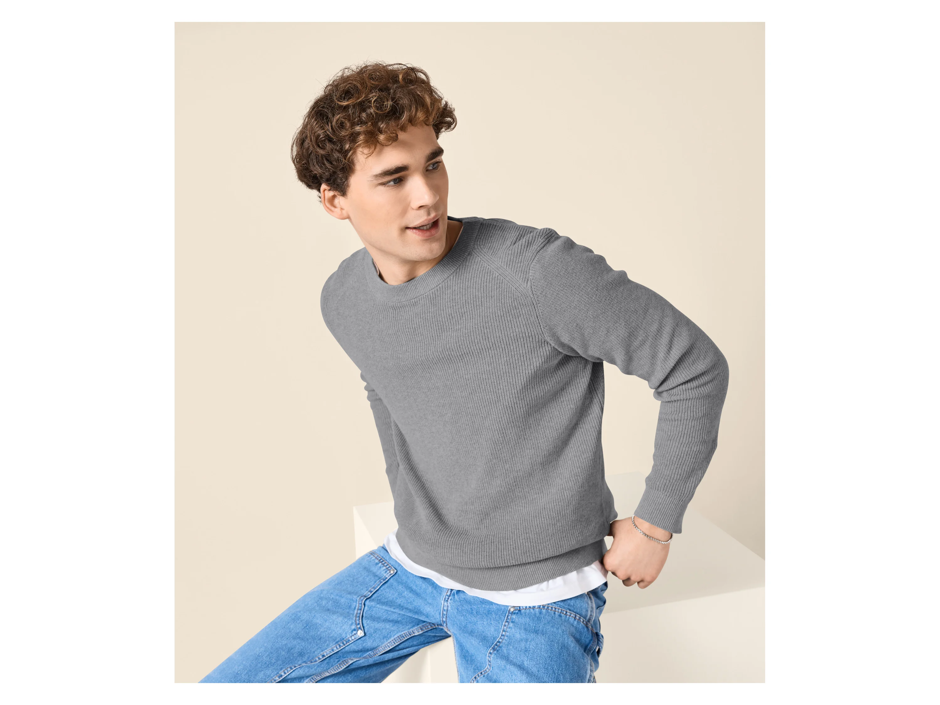 ESMARA MEN Herren Pullover Rippstrick (Grau, L (52/54)) – Bild 2 von 3