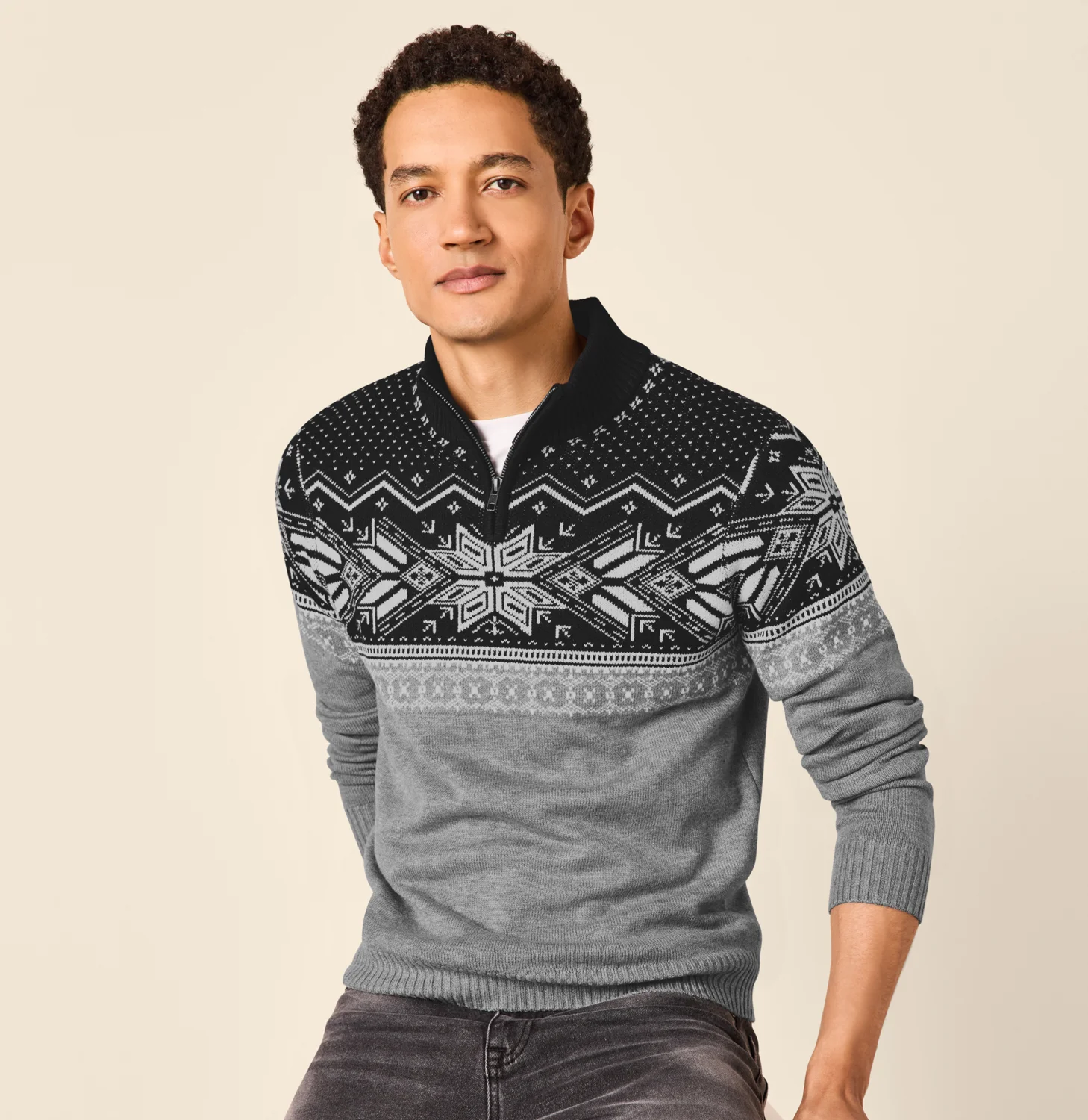 ESMARA MEN Herren Pullover Strick (Grau, L (52/54)) – Bild 2 von 4
