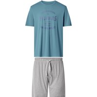 ESMARA MEN Herren Pyjama (Blau/Grau, M (48/50))