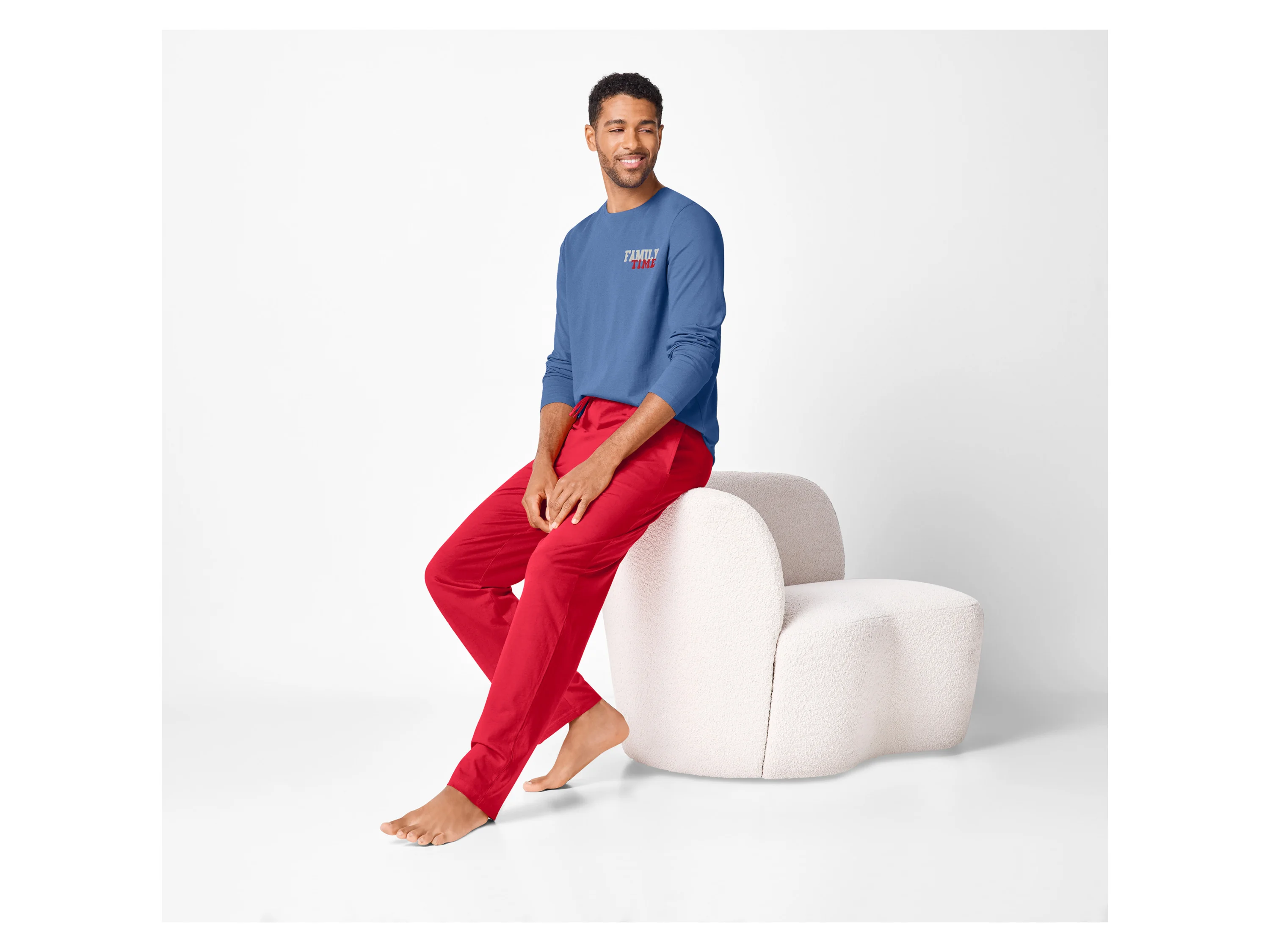 ESMARA MEN Herren Pyjama (blau/rot, XL (56/58)) – Bild 3 von 4