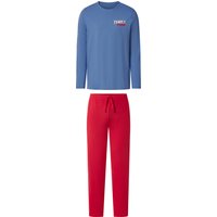 ESMARA MEN Herren Pyjama (blau/rot, S (44/46))