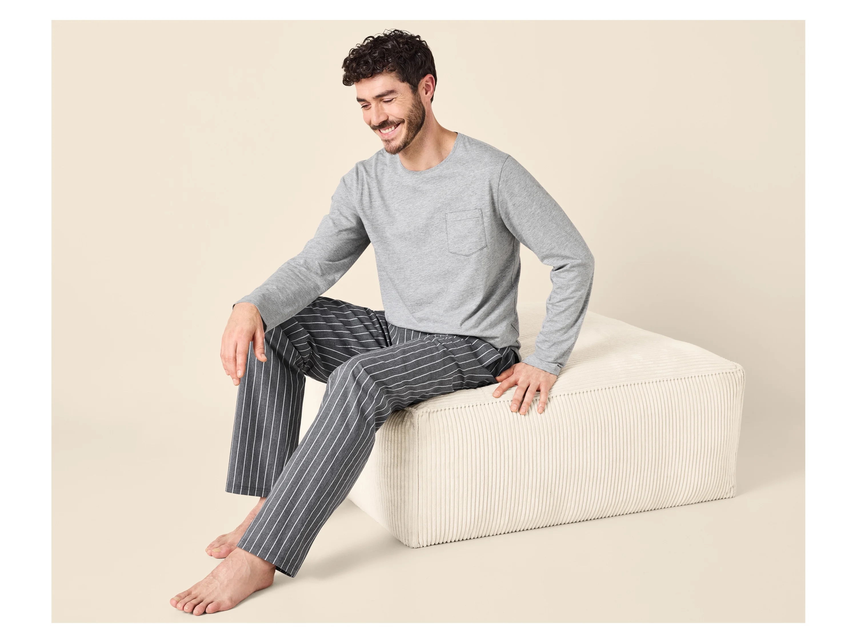 ESMARA MEN Herren Pyjama (Grau, XL (56/58)) – Bild 2 von 4