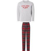 ESMARA MEN Herren Pyjama (grau/rot, M (48/50))
