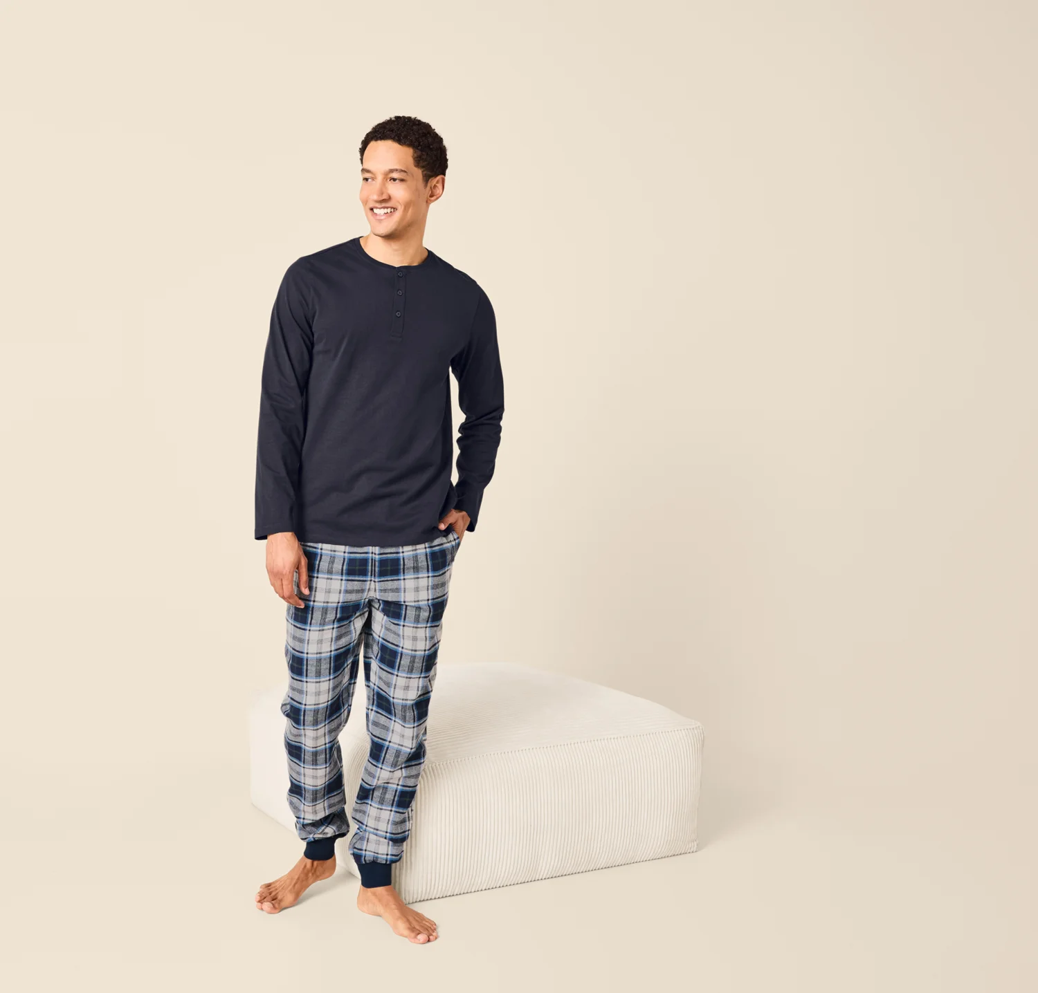 ESMARA MEN Herren Pyjama (navy/weiß, XXL (60/62)) – Bild 2 von 4