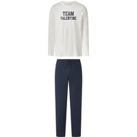 ESMARA MEN Herren Pyjama (weiß/navy, XL (56/58))