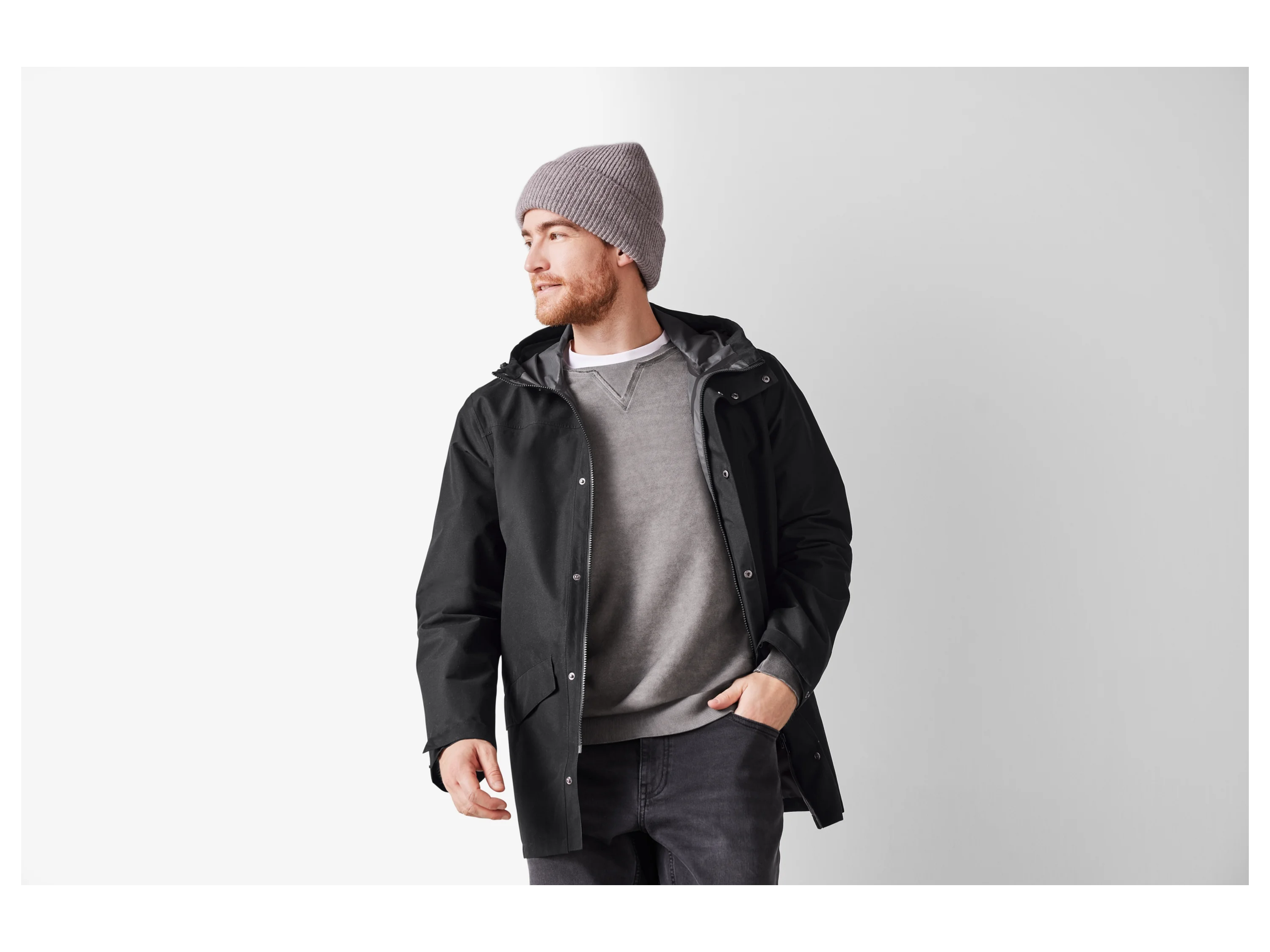 ESMARA MEN Herren Regenparka, mit wasserabweisendem Obermaterial (Schwarz, L (52/54)) – Bild 2 von 4