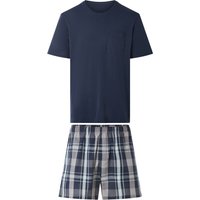 ESMARA MEN Herren Shorty Pyjama (navy/kariert, S(44/46))