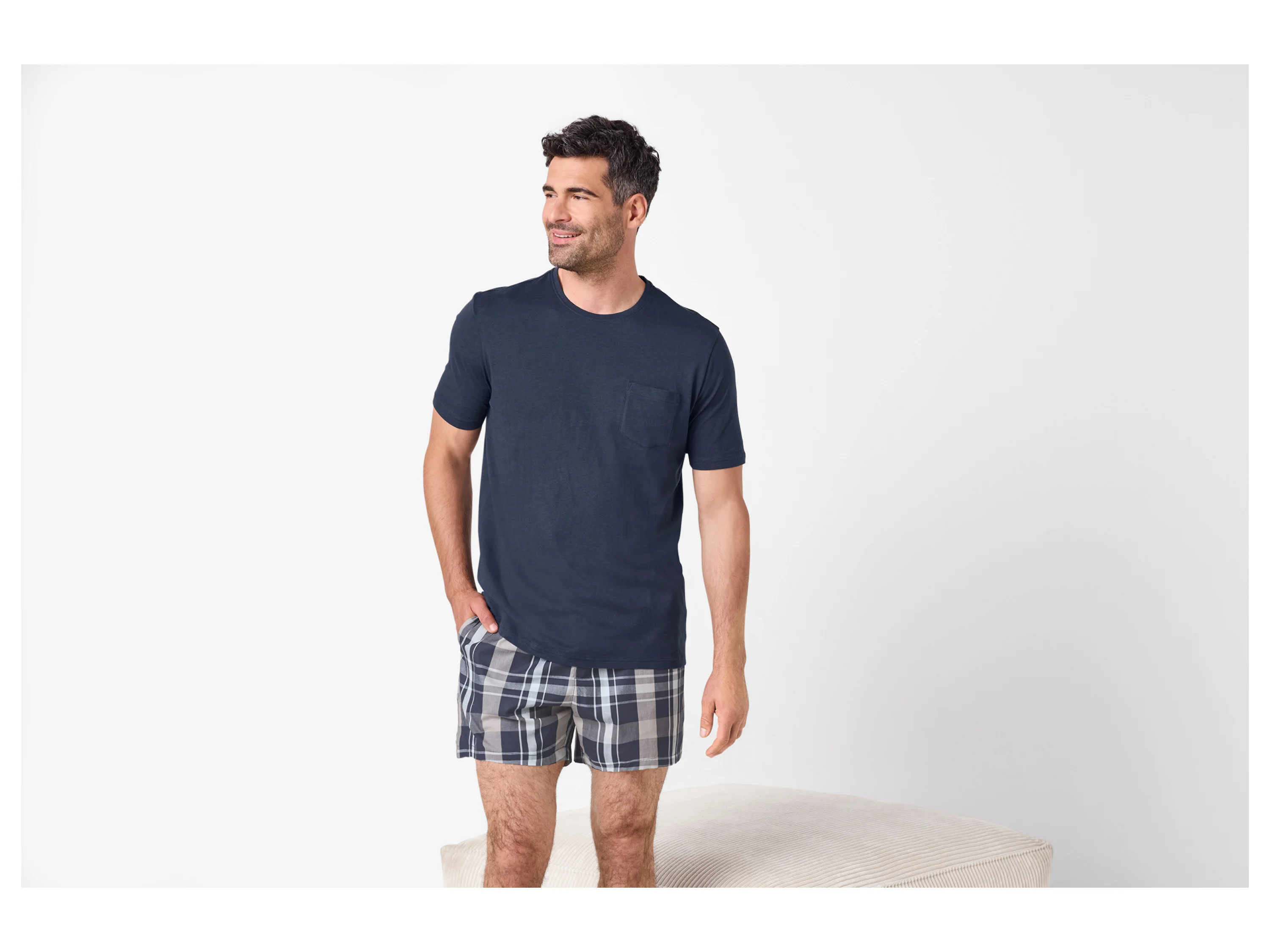 ESMARA MEN Herren Shorty Pyjama (navy/kariert, S(44/46)) – Bild 3 von 4