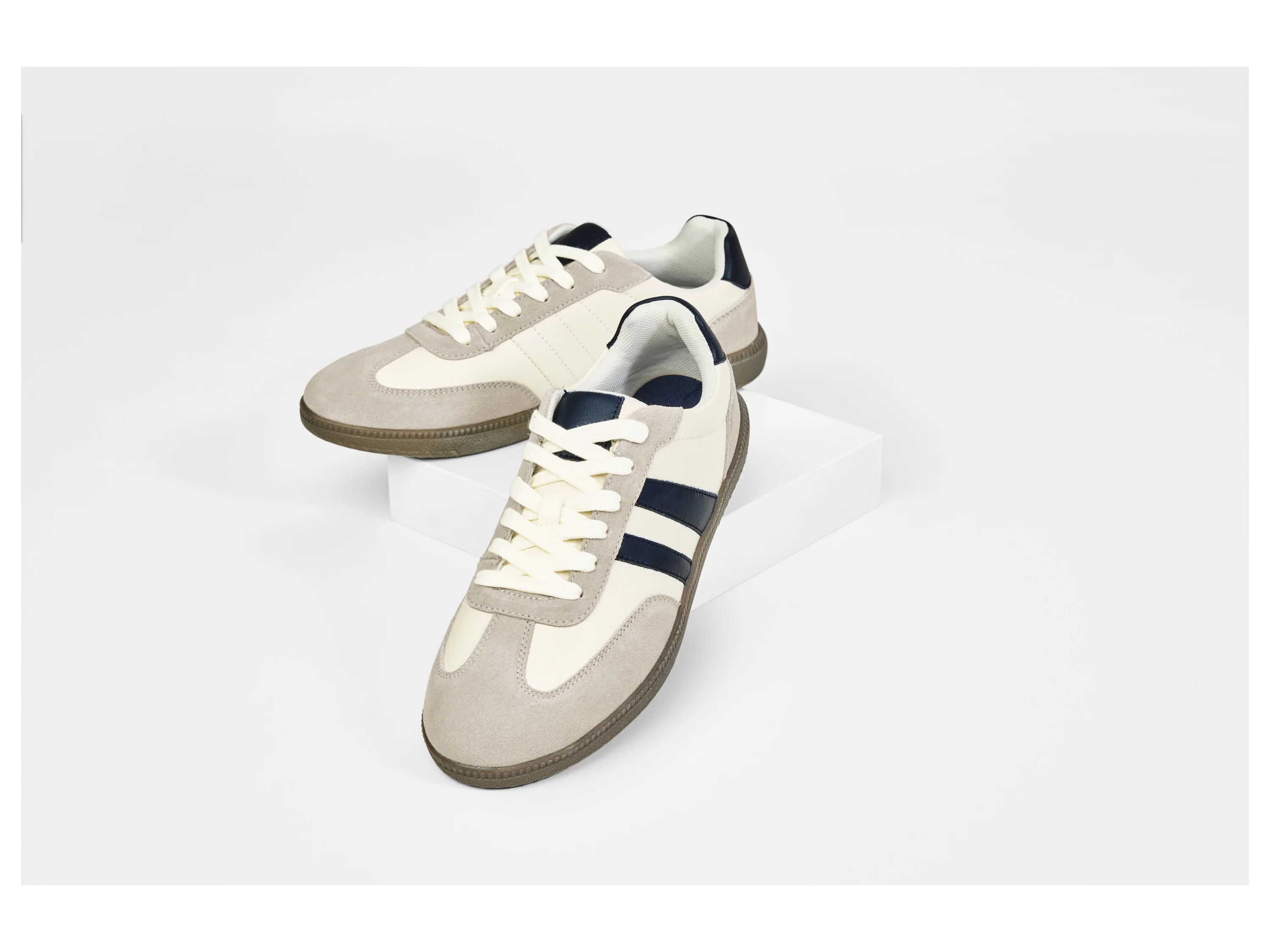 ESMARA MEN Herren Sneaker mit Leder (weiß/grau, 45) – Bild 2 von 4