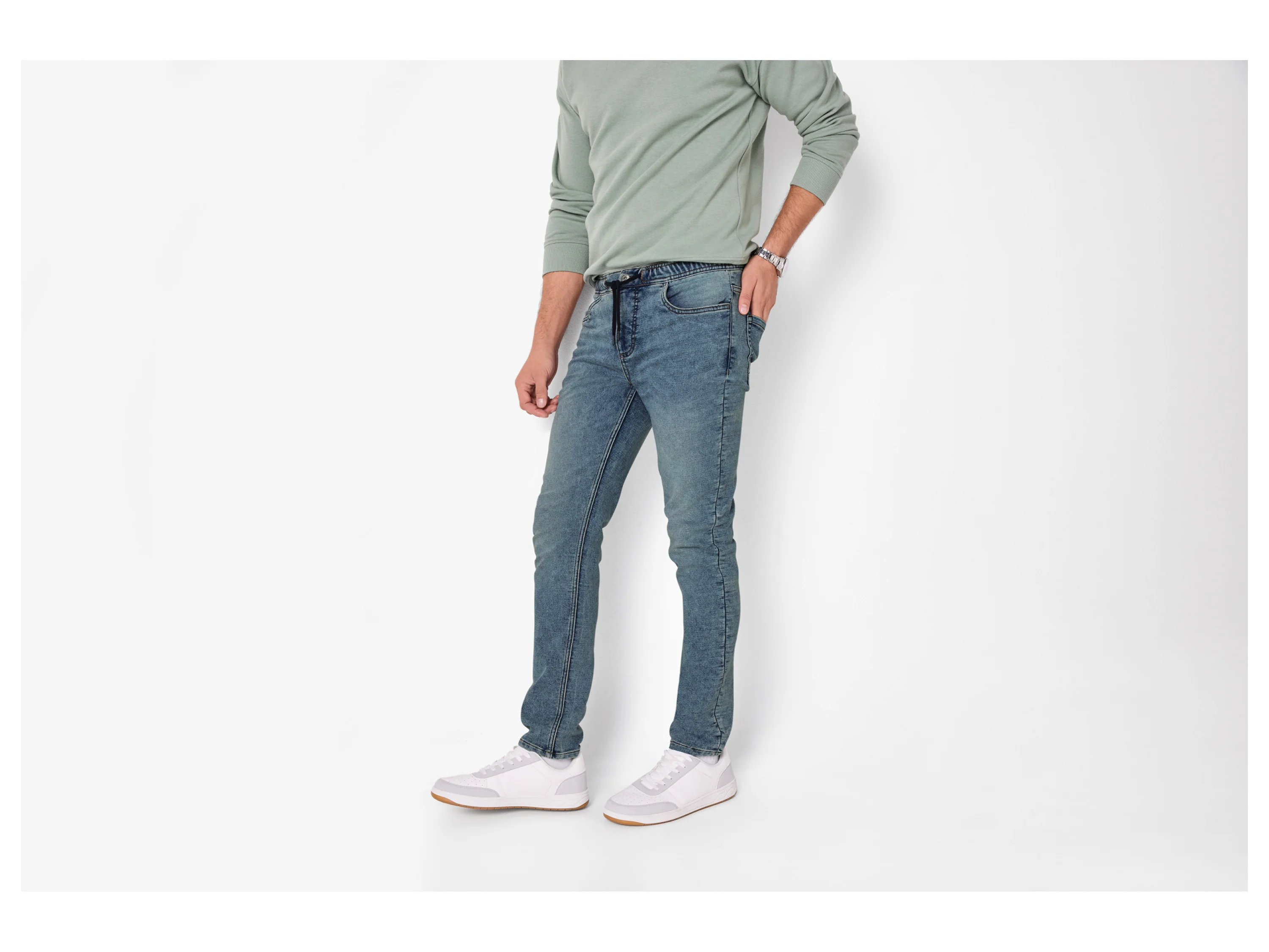 ESMARA MEN Herren Sweat Denim (Hellblau, 52 (36/32)) – Bild 2 von 3