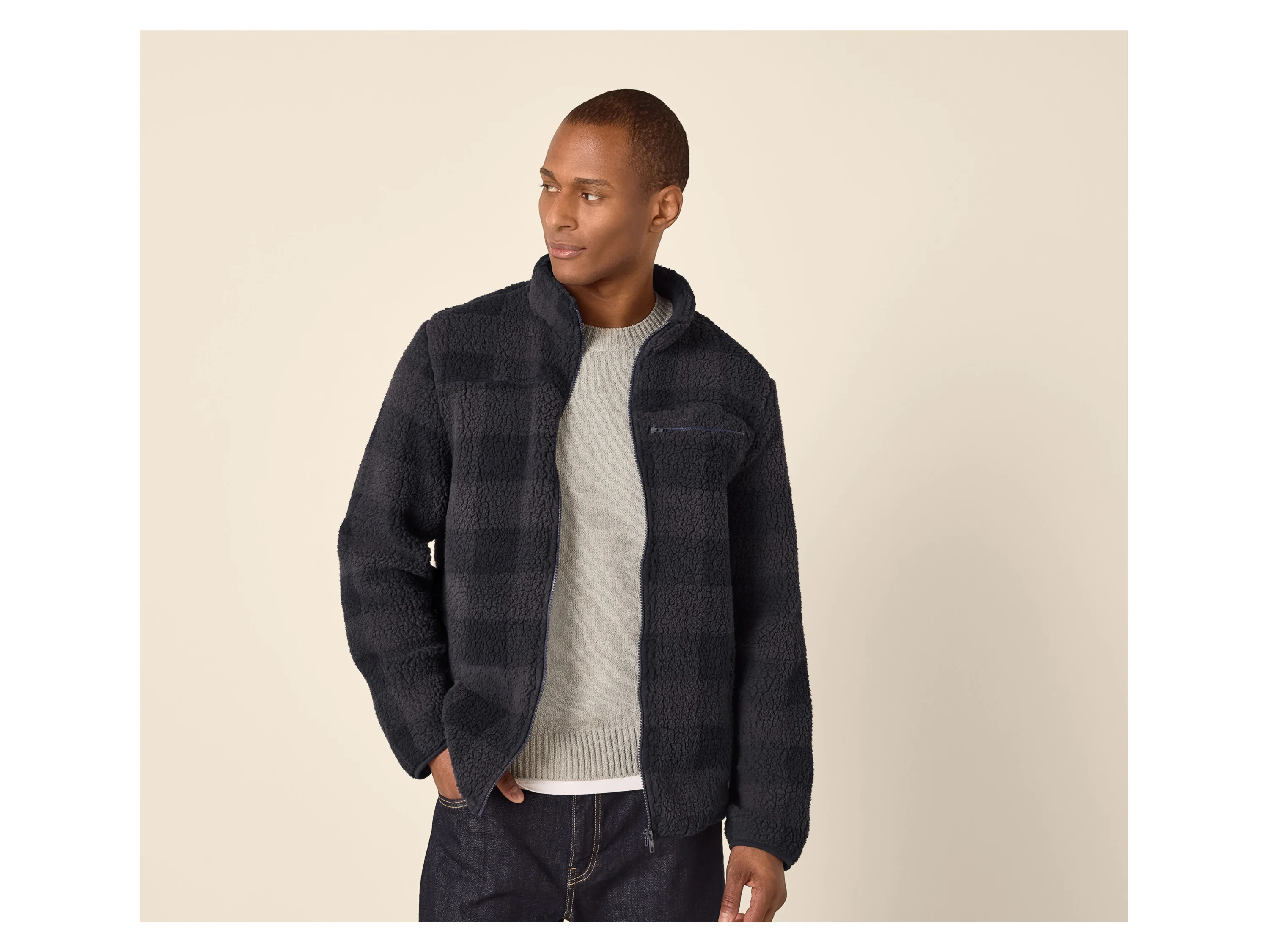 ESMARA MEN Herren Teddyfleece-Jacke (Dunkelblau, XXL (60/62)) – Bild 3 von 3