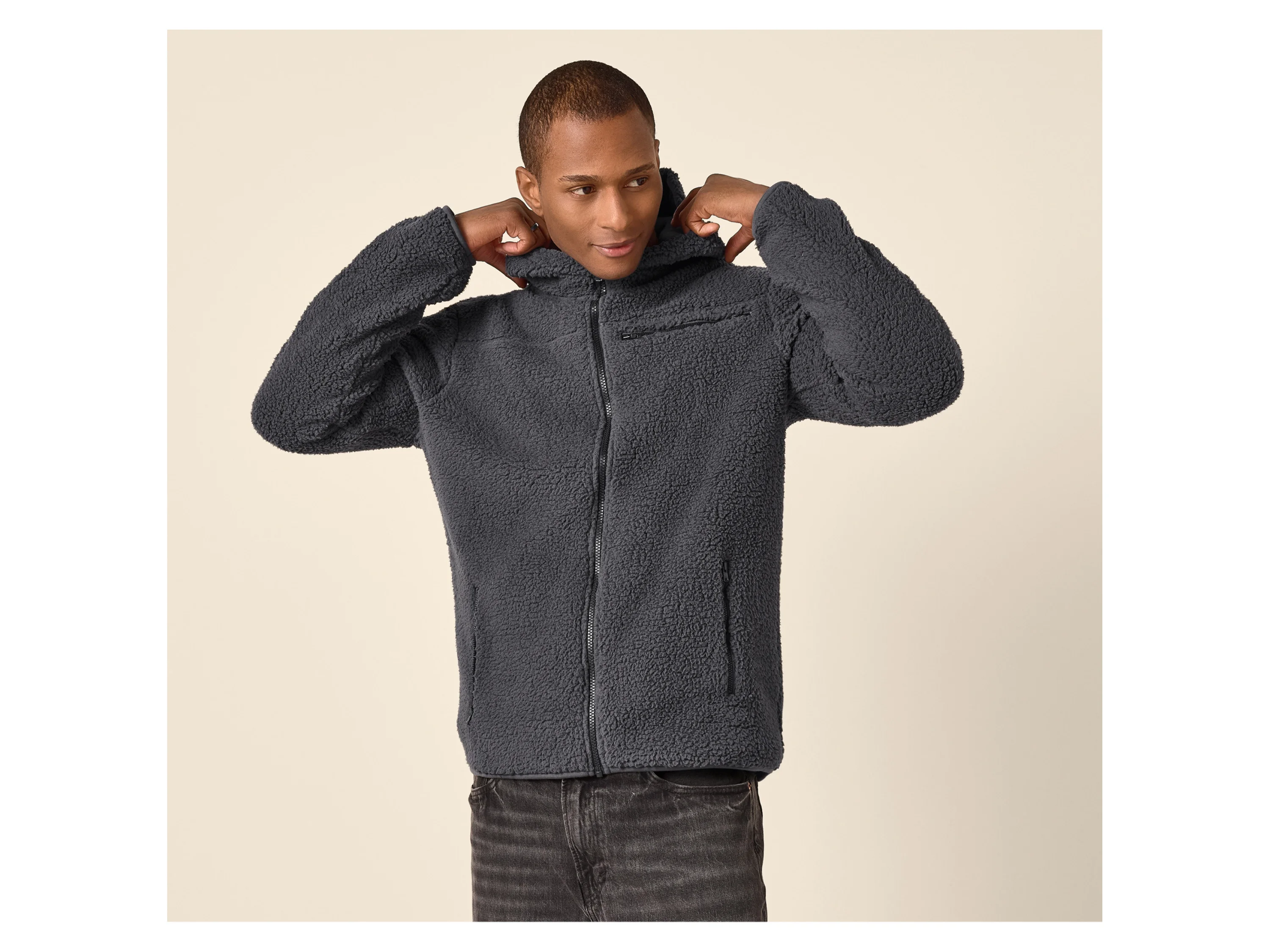 ESMARA MEN Herren Teddyfleece-Jacke (Dunkelgrau, L (52/54)) – Bild 3 von 3