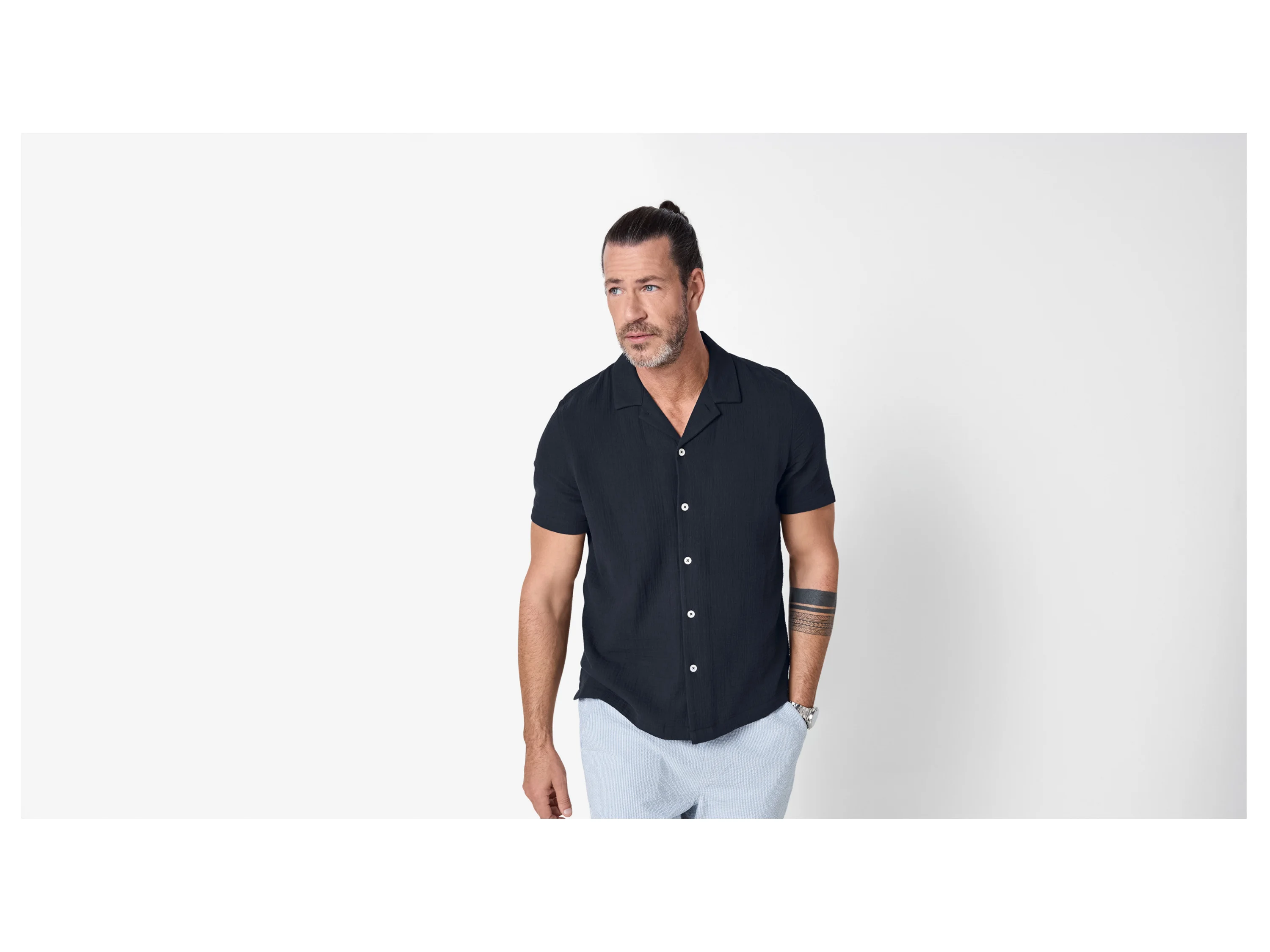 ESMARA MEN Musselin-Freizeithemd (Navy, S (37/38)) – Bild 2 von 4