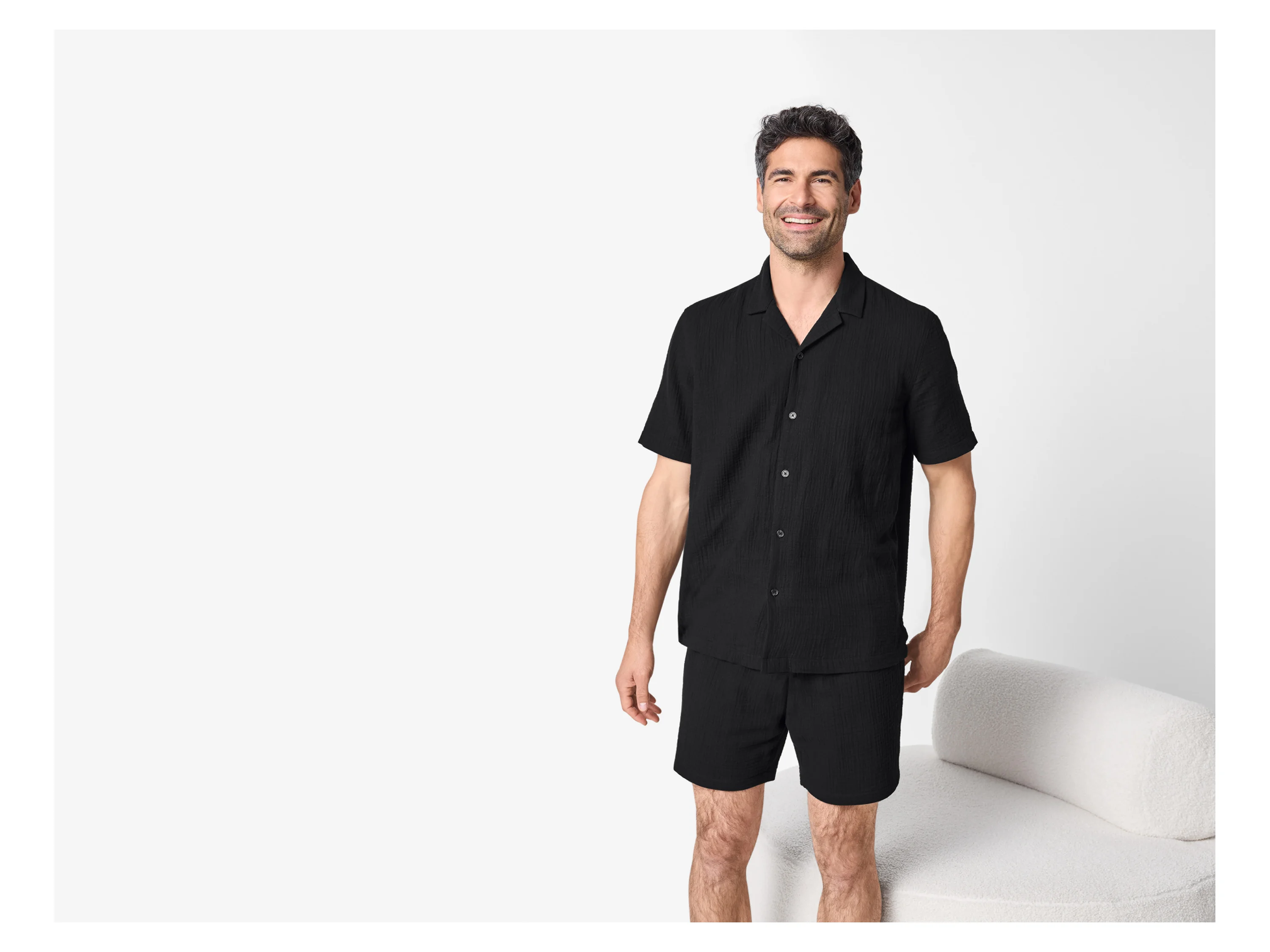 ESMARA MEN Musselin-Pyjama (Schwarz, S (44/46)) – Bild 2 von 4