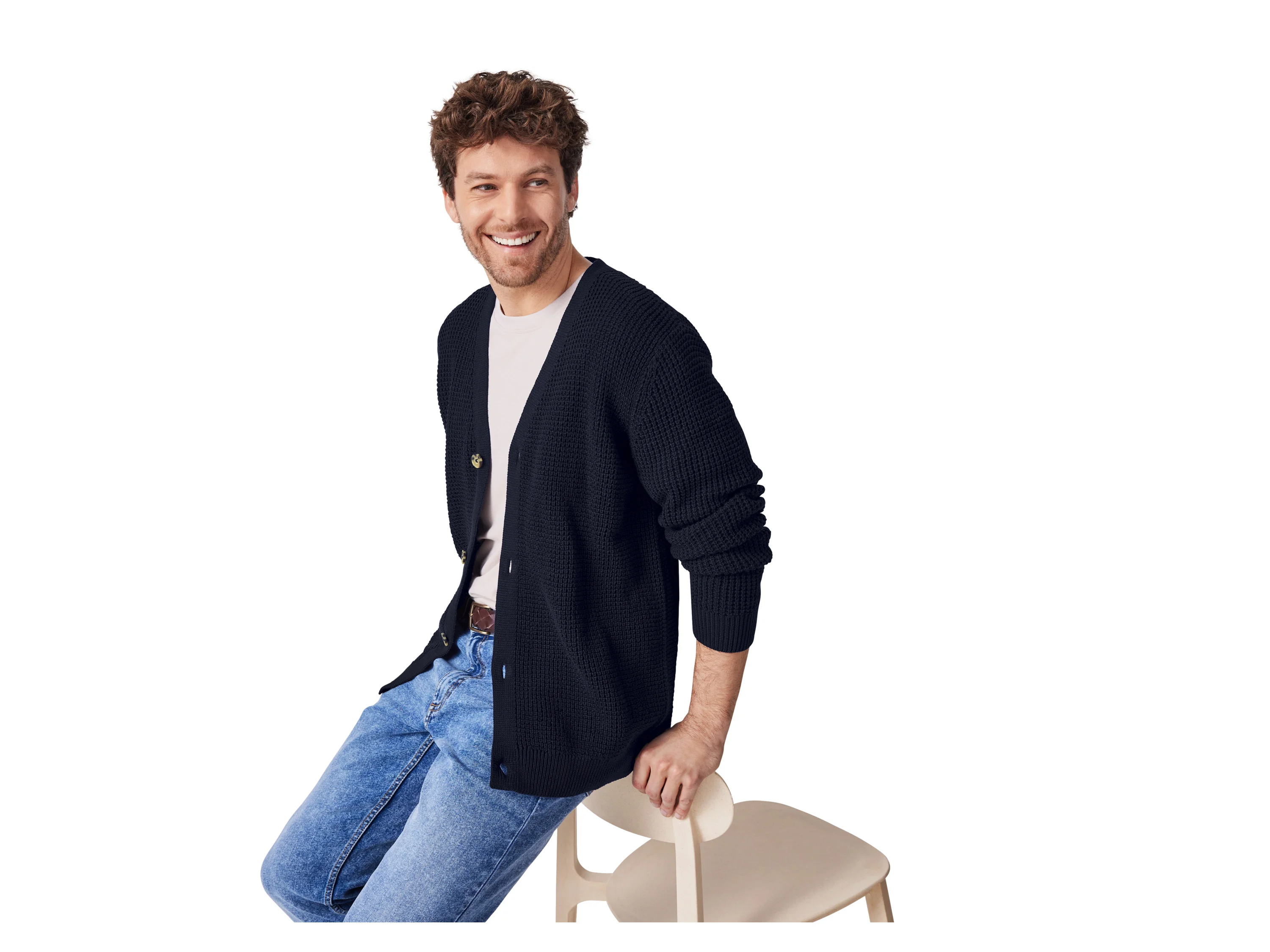 ESMARA MEN Strickcardigan (Blau, XL (56/58)) – Bild 2 von 4