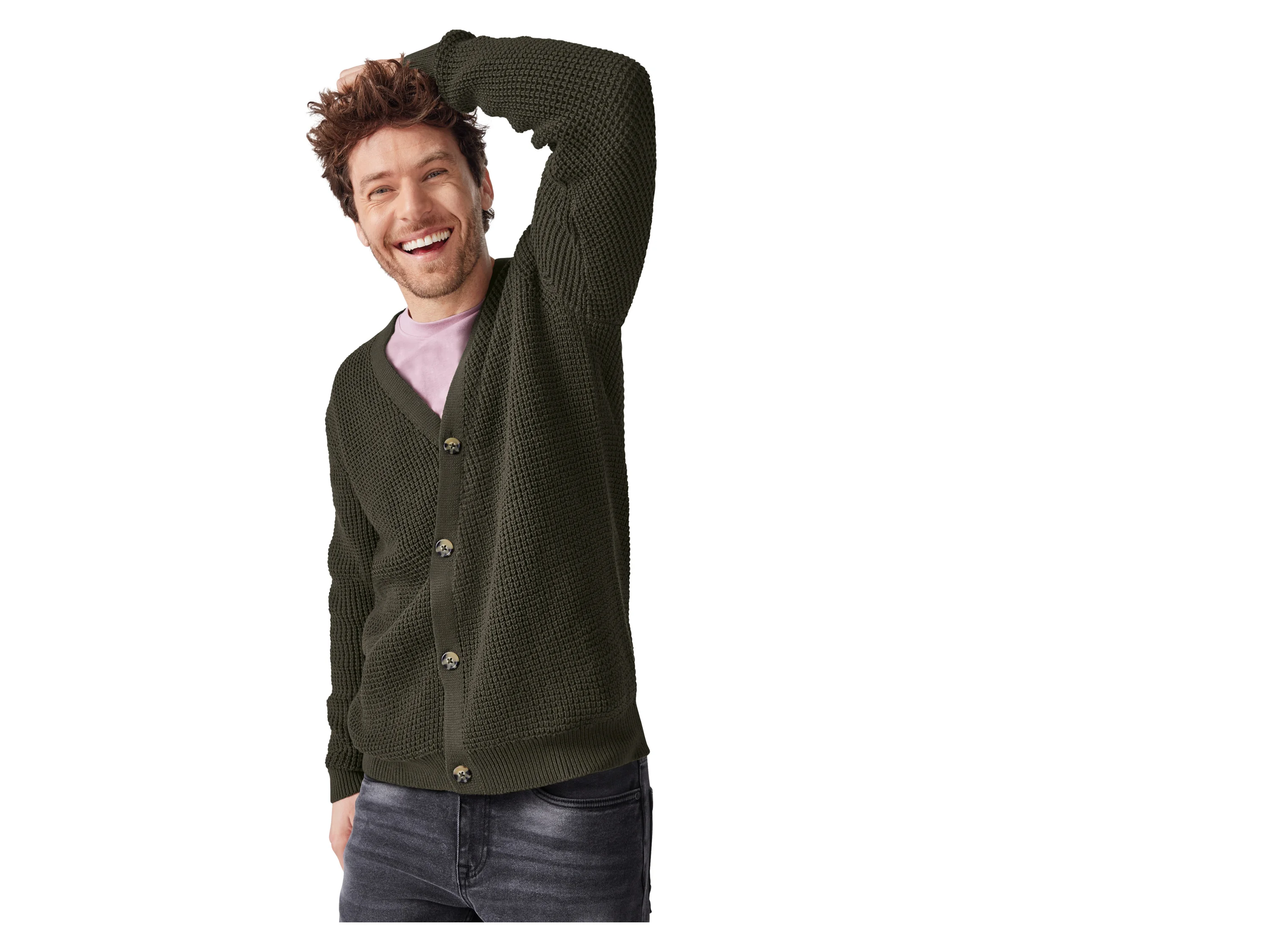 ESMARA MEN Strickcardigan (Grün, M (48/50)) – Bild 2 von 4