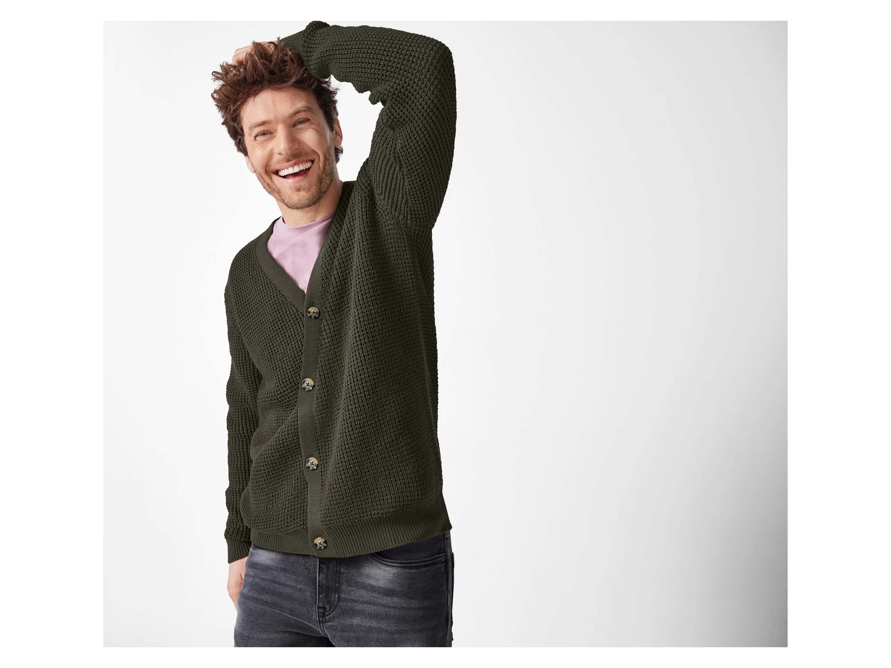 ESMARA MEN Strickcardigan (Grün, M (48/50)) – Bild 4 von 4
