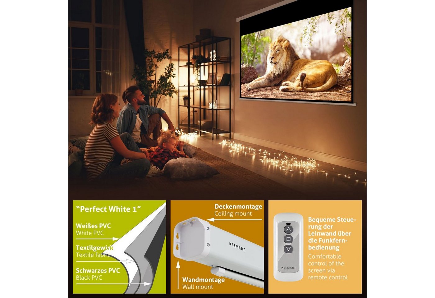 ESMART ESMART Germany Motor Leinwand Motorleinwand – Bild 3 von 5