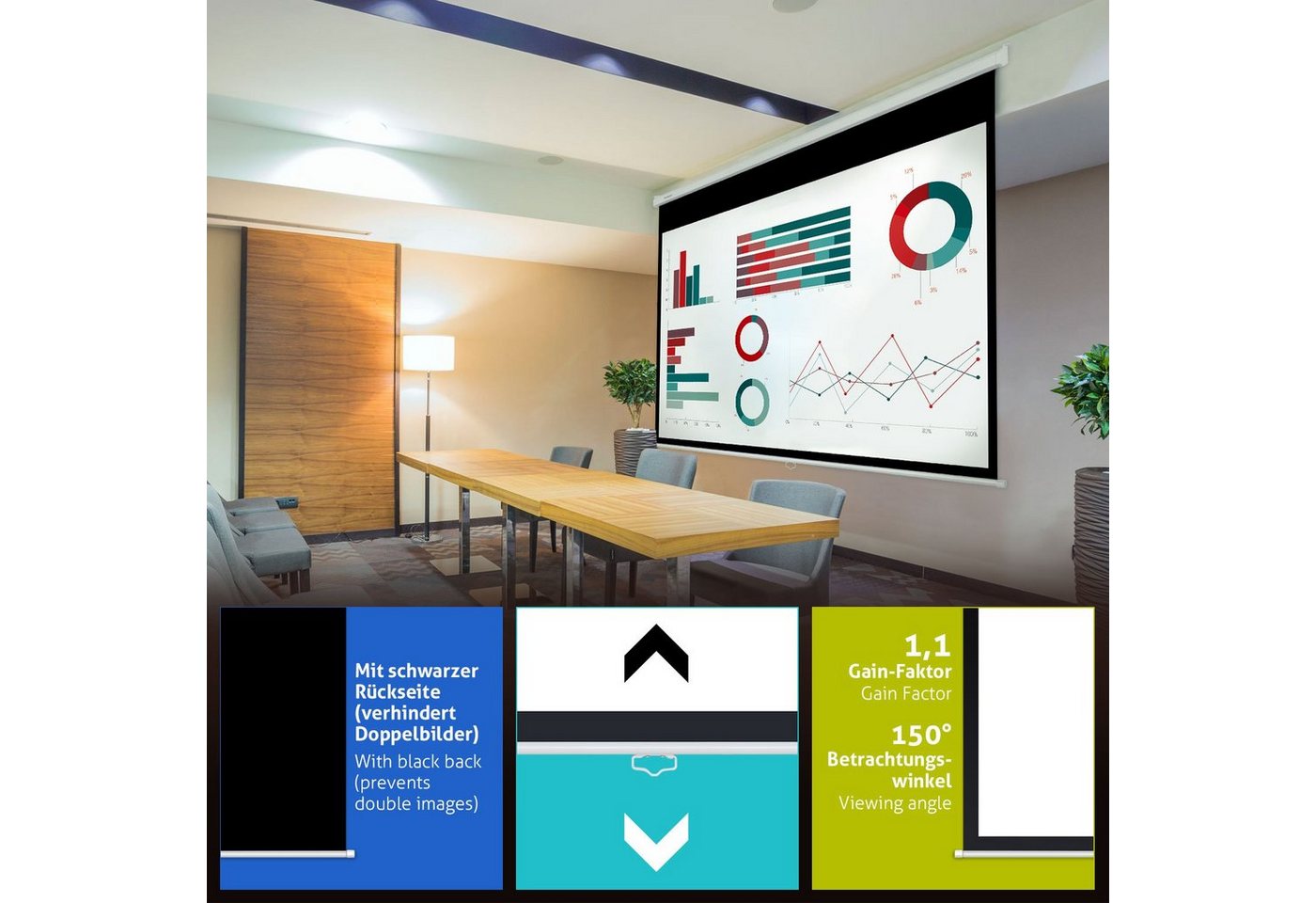 ESMART ESMART Germany Rollo Leinwand Rolloleinwand (Professional MIROLO) – Bild 4 von 5