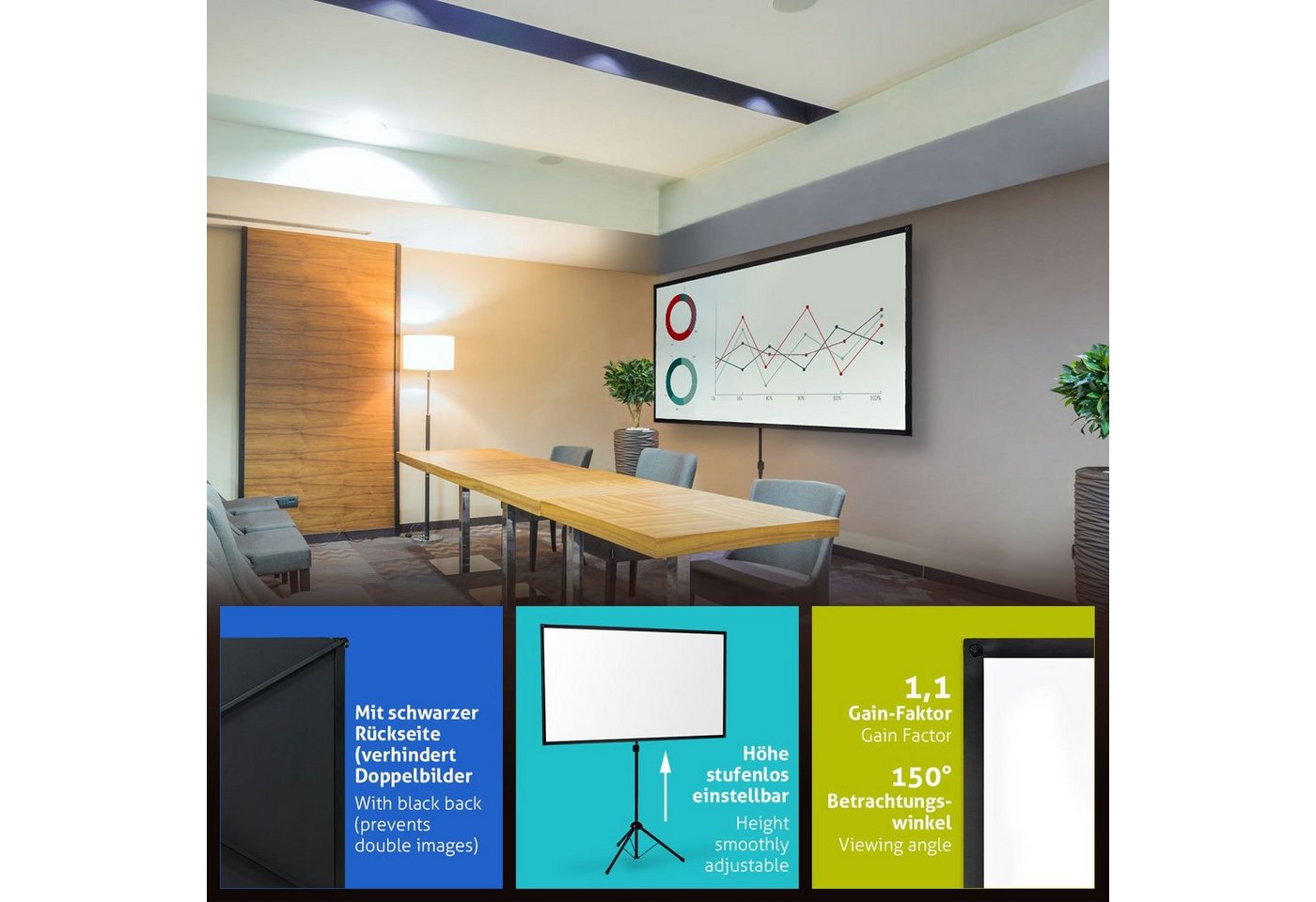 ESMART ESMART Germany X-Type Stativ Leinwand Stativleinwand (Expert X-Type) – Bild 4 von 5