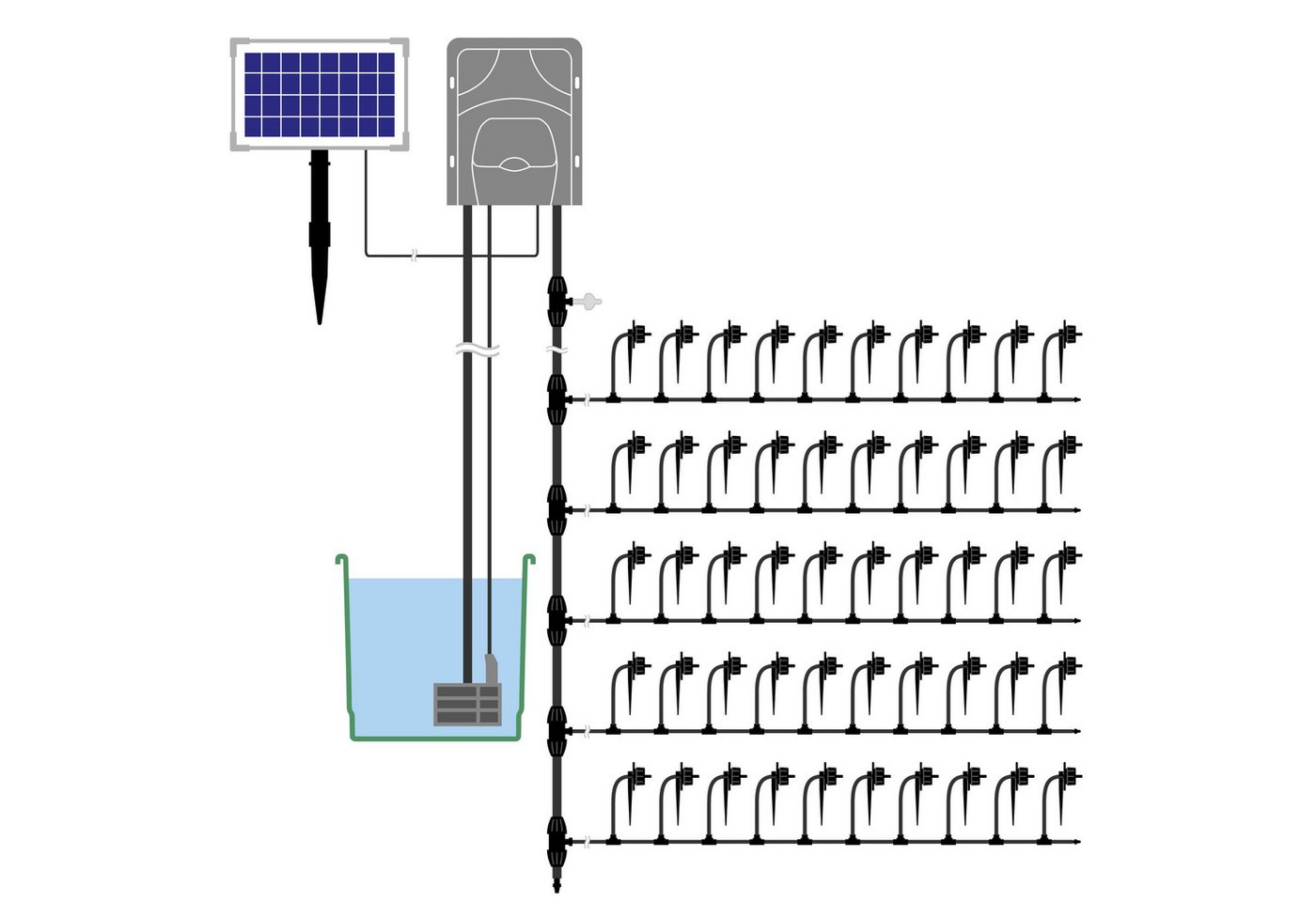 esotec Bewässerungssystem Solar Pflanzen-Bewässerungssystem WaterDrops 50 Tropfer Garten 101120, (Komplettset), Tröpchen Bewässerungssystem – Bild 3 von 5