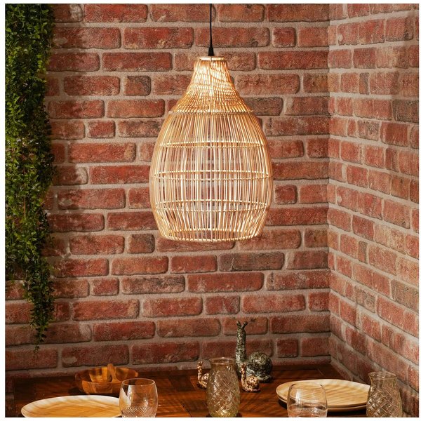 esotec LED-Hängeleuchte Solarleuchte Kairo, Boho Stil, warmweiß 45lm Polyrattan outdoor 102239, Dauerlicht, automatisch EIN/AUS bei Dämmerung, LED fest integrie