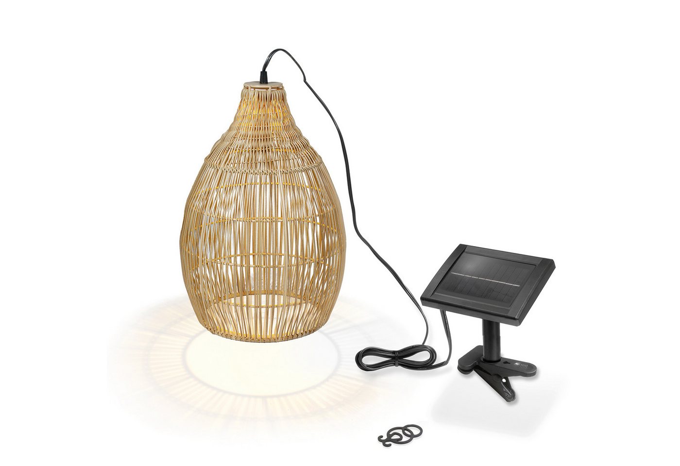 esotec LED-Hängeleuchte Solarleuchte Kairo, Boho Stil, warmweiß 45lm Polyrattan outdoor 102239, Dauerlicht, automatisch EIN/AUS bei Dämmerung, LED fest integrie – Bild 2 von 5