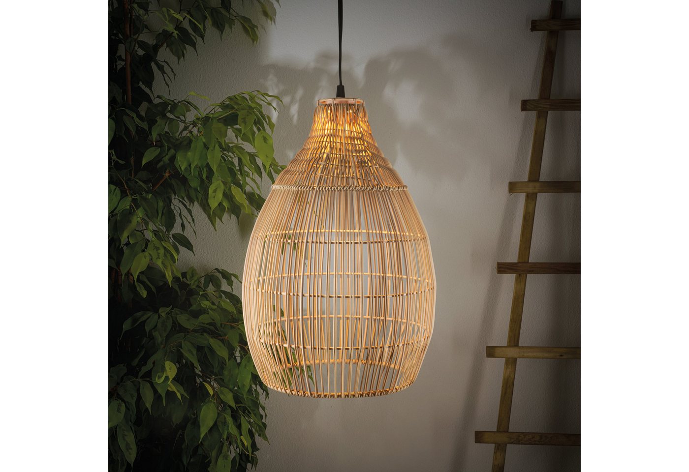 esotec LED-Hängeleuchte Solarleuchte Kairo, Boho Stil, warmweiß 45lm Polyrattan outdoor 102239, Dauerlicht, automatisch EIN/AUS bei Dämmerung, LED fest integrie – Bild 3 von 5
