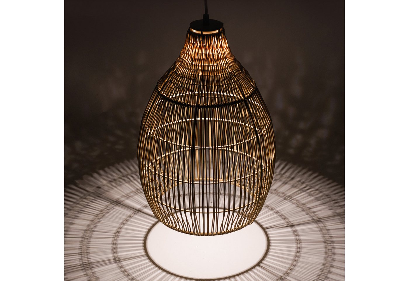 esotec LED-Hängeleuchte Solarleuchte Kairo, Boho Stil, warmweiß 45lm Polyrattan outdoor 102239, Dauerlicht, automatisch EIN/AUS bei Dämmerung, LED fest integrie – Bild 4 von 5