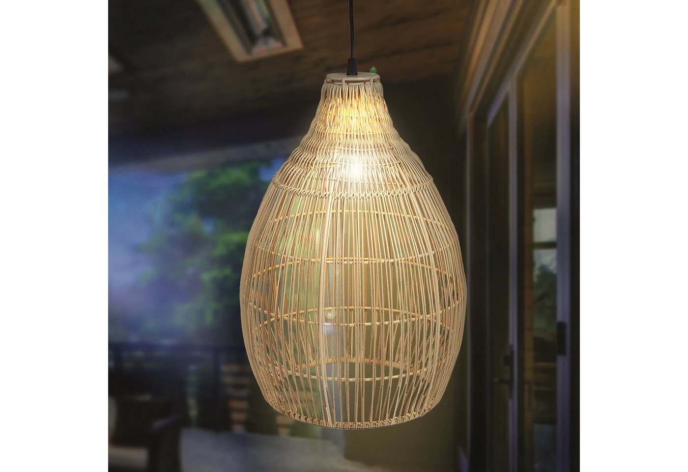 esotec LED-Hängeleuchte Solarleuchte Kairo, Boho Stil, warmweiß 45lm Polyrattan outdoor 102239, Dauerlicht, automatisch EIN/AUS bei Dämmerung, LED fest integrie – Bild 5 von 5